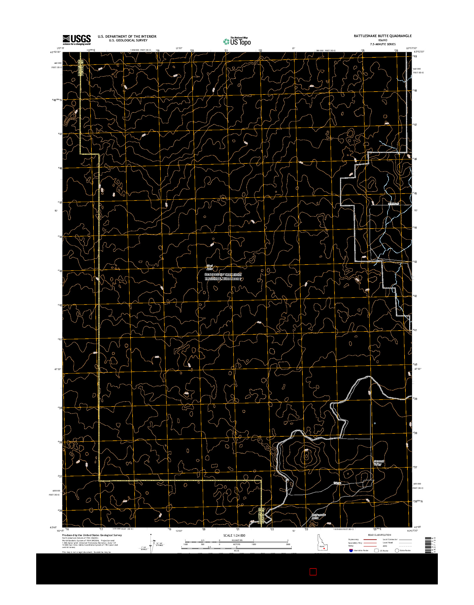 USGS US TOPO 7.5-MINUTE MAP FOR RATTLESNAKE BUTTE, ID 2017