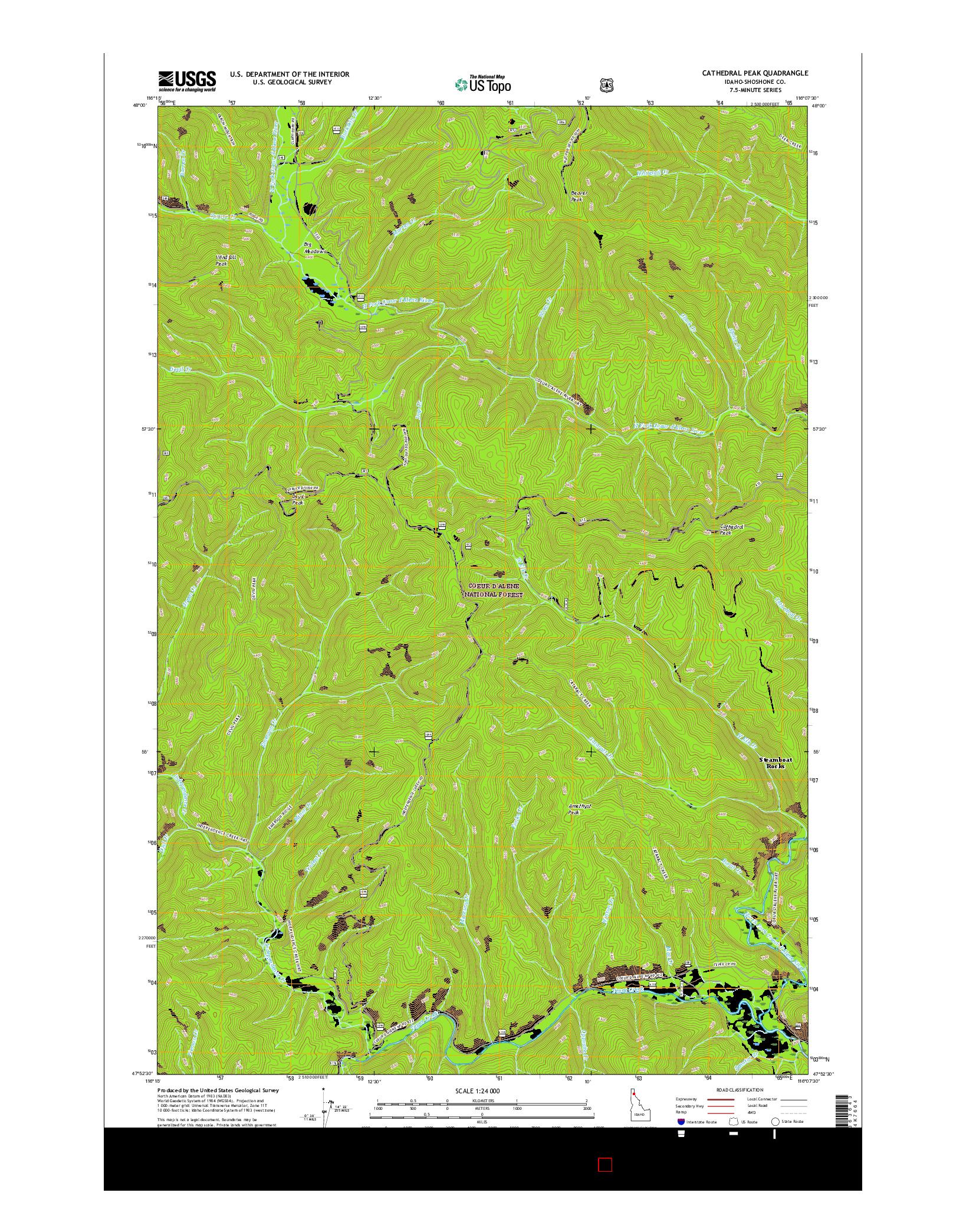 USGS US TOPO 7.5-MINUTE MAP FOR CATHEDRAL PEAK, ID 2017