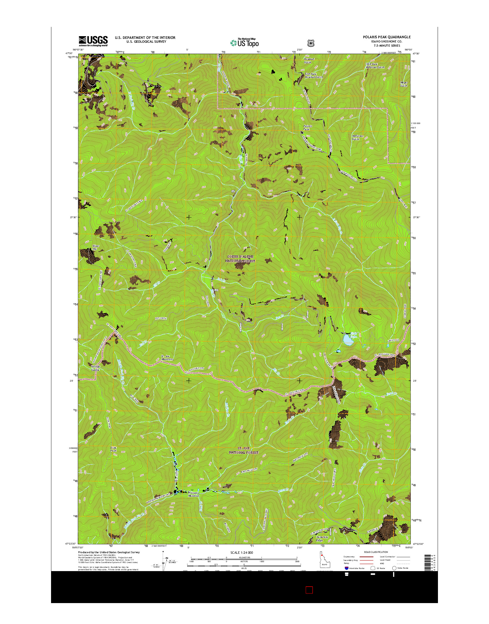 USGS US TOPO 7.5-MINUTE MAP FOR POLARIS PEAK, ID 2017