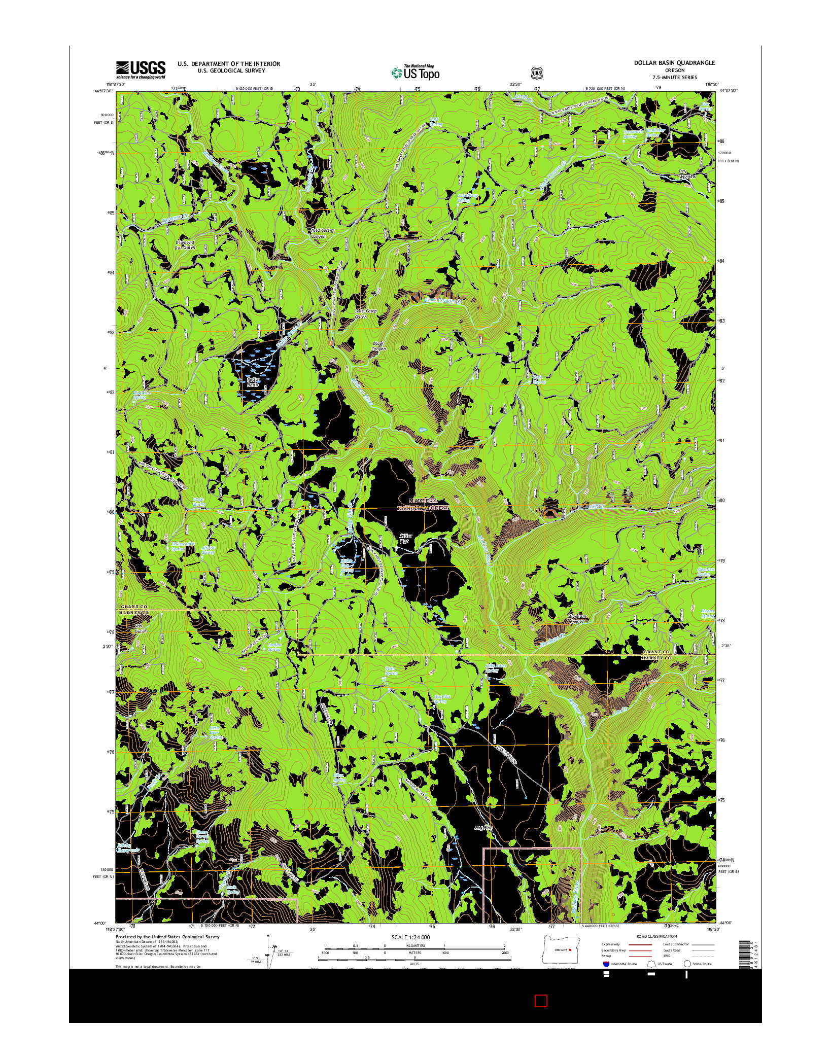 USGS US TOPO 7.5-MINUTE MAP FOR DOLLAR BASIN, OR 2017