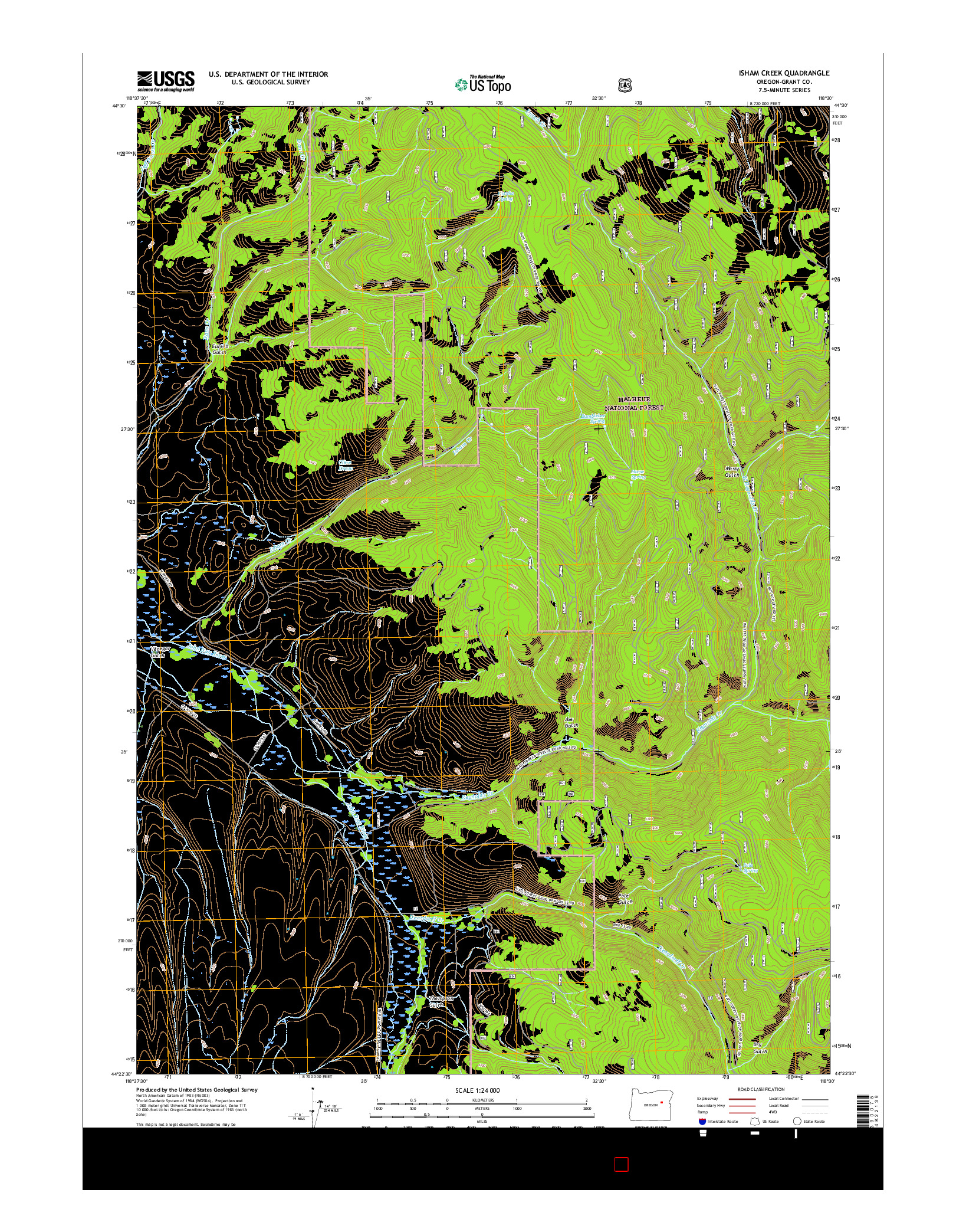 USGS US TOPO 7.5-MINUTE MAP FOR ISHAM CREEK, OR 2017