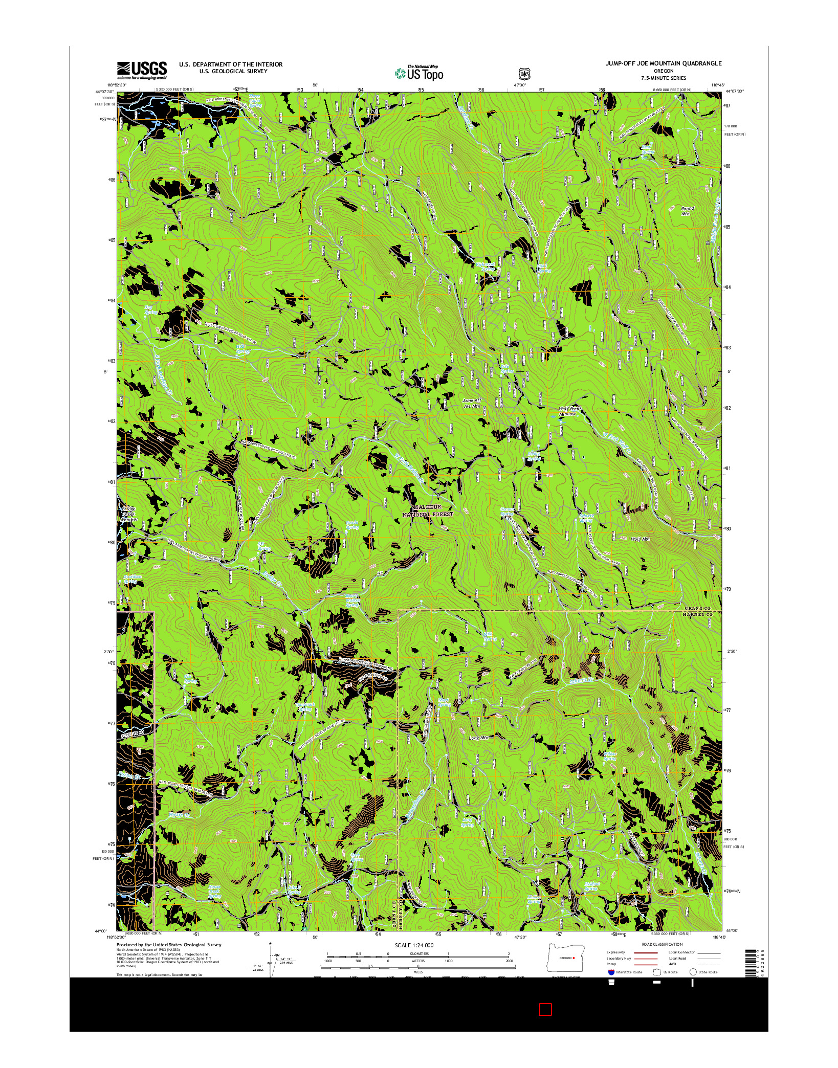 USGS US TOPO 7.5-MINUTE MAP FOR JUMP-OFF JOE MOUNTAIN, OR 2017