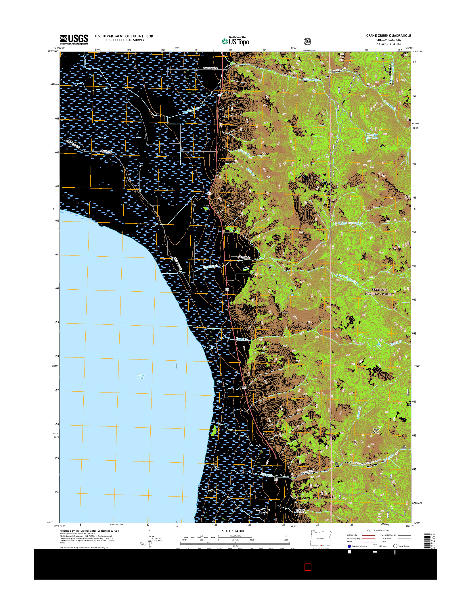 USGS US TOPO 7.5-MINUTE MAP FOR CRANE CREEK, OR 2017