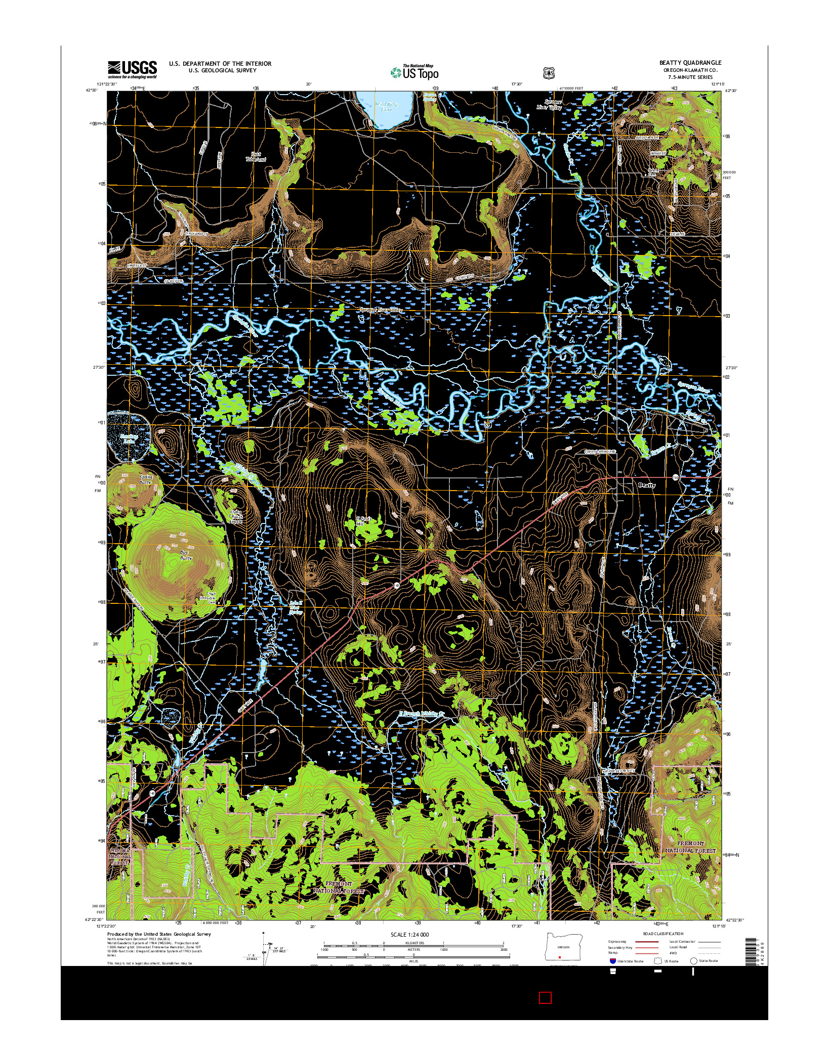 USGS US TOPO 7.5-MINUTE MAP FOR BEATTY, OR 2017