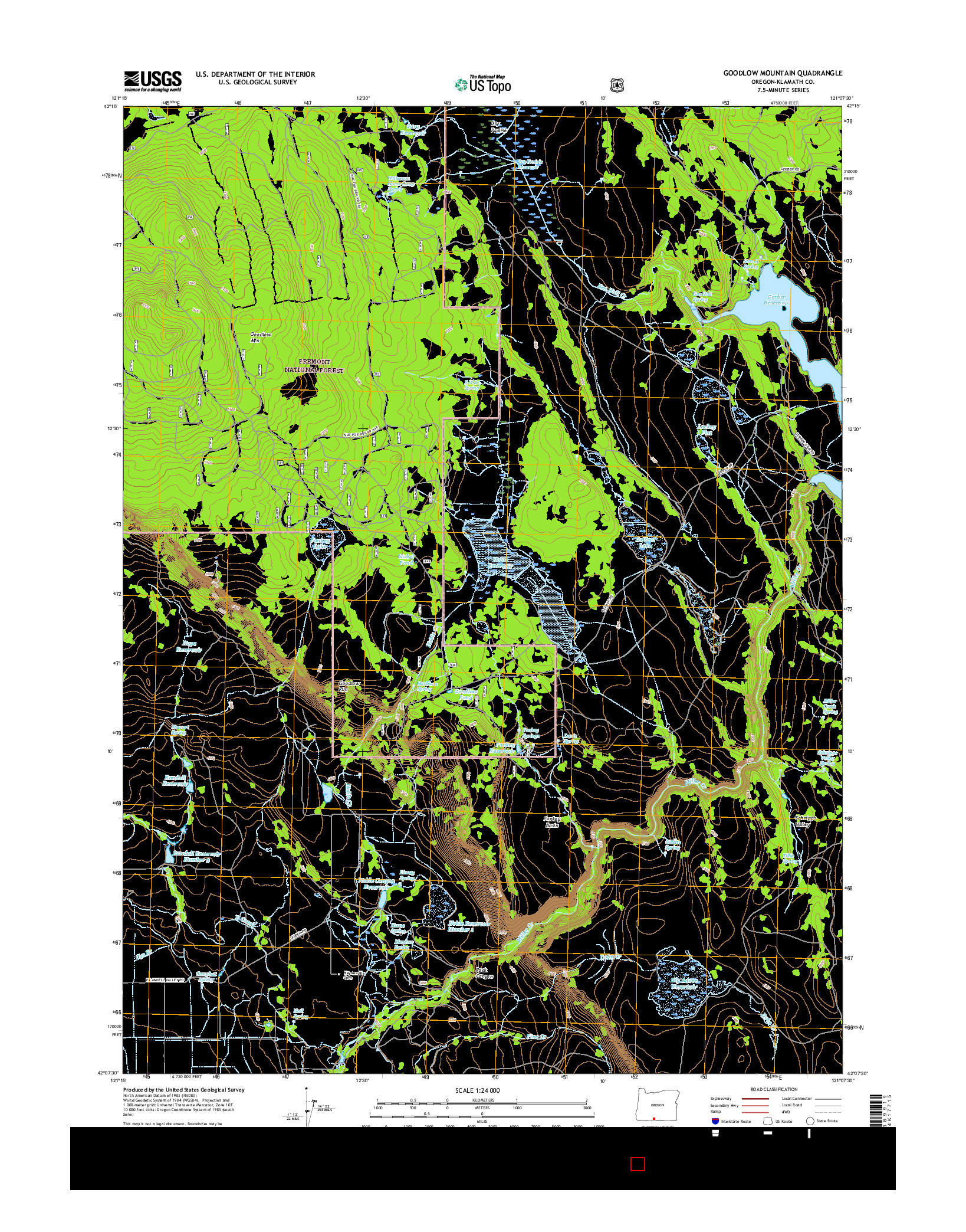 USGS US TOPO 7.5-MINUTE MAP FOR GOODLOW MOUNTAIN, OR 2017