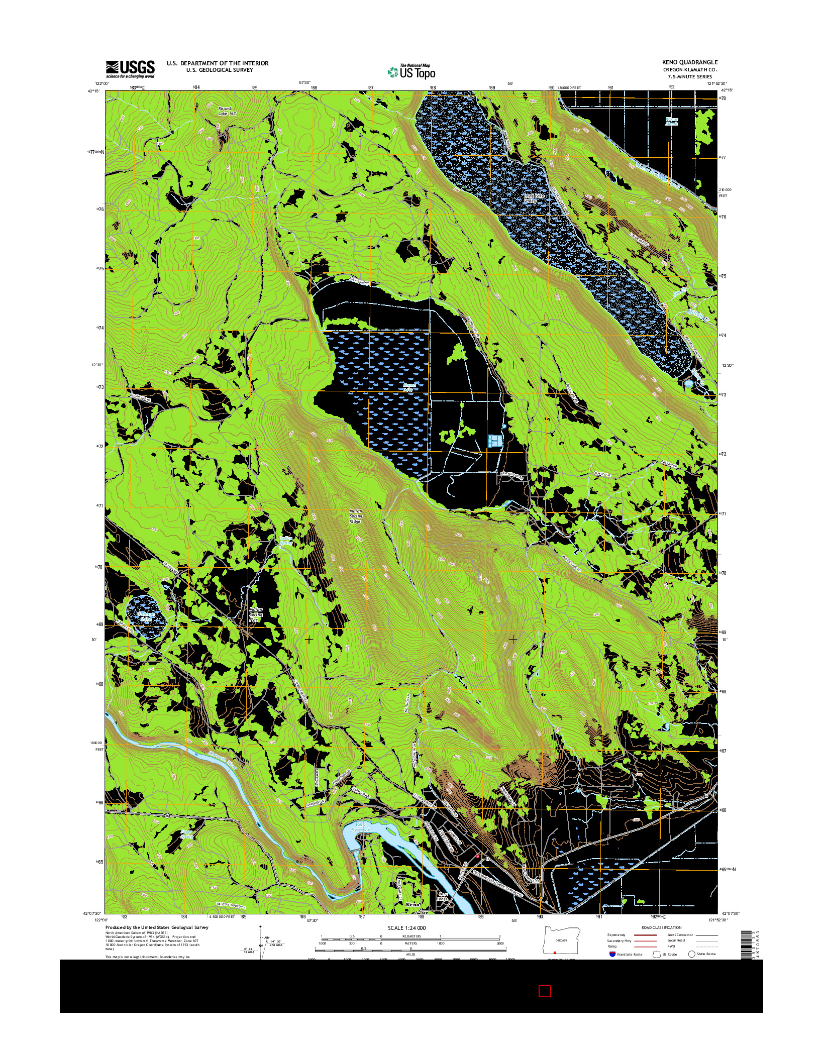 USGS US TOPO 7.5-MINUTE MAP FOR KENO, OR 2017