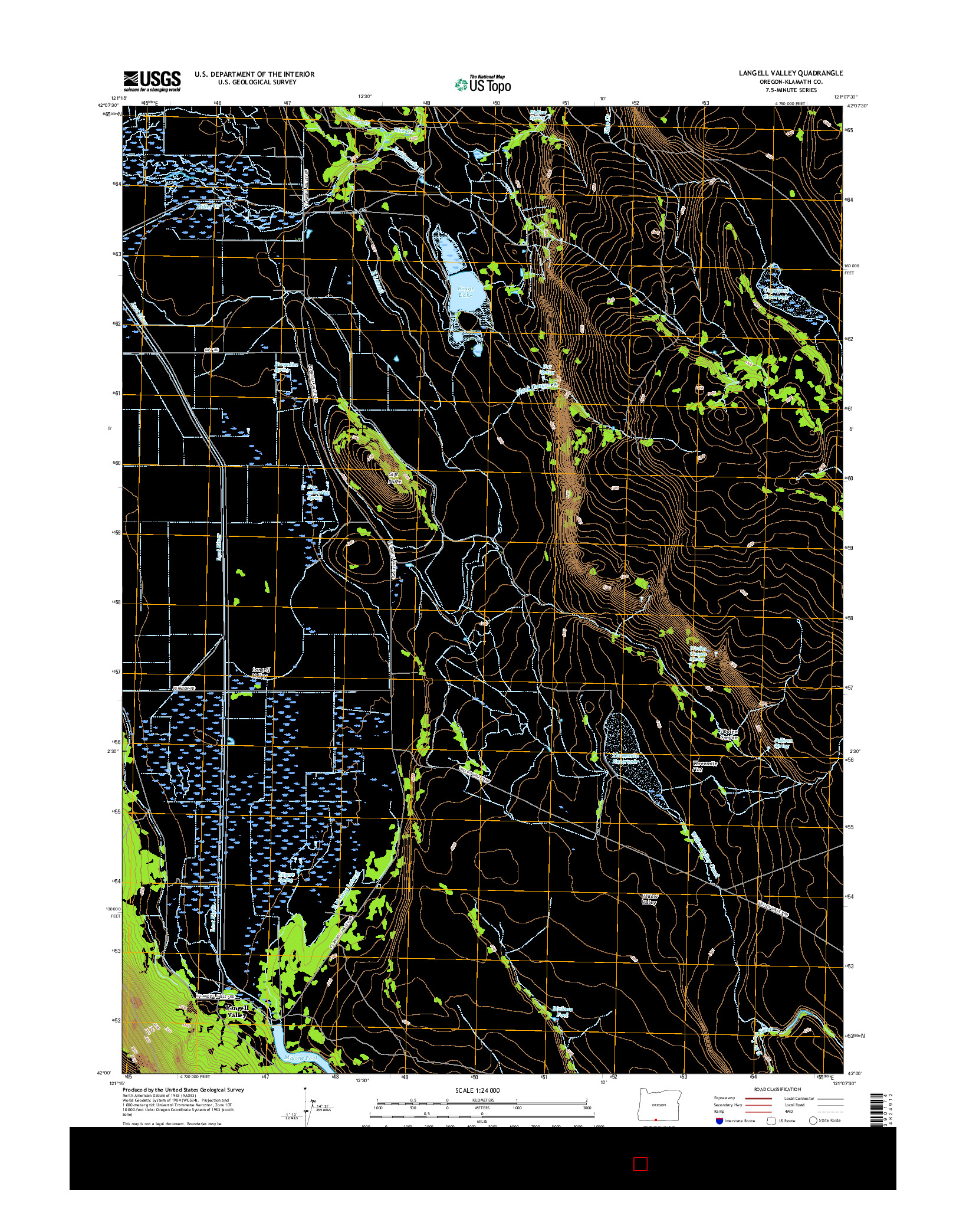 USGS US TOPO 7.5-MINUTE MAP FOR LANGELL VALLEY, OR 2017