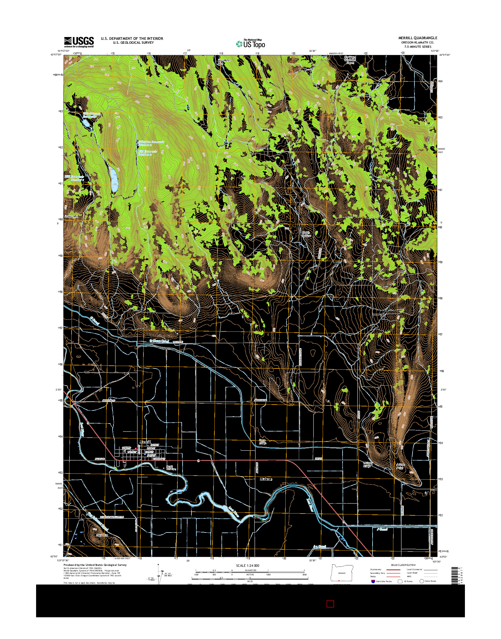 USGS US TOPO 7.5-MINUTE MAP FOR MERRILL, OR 2017