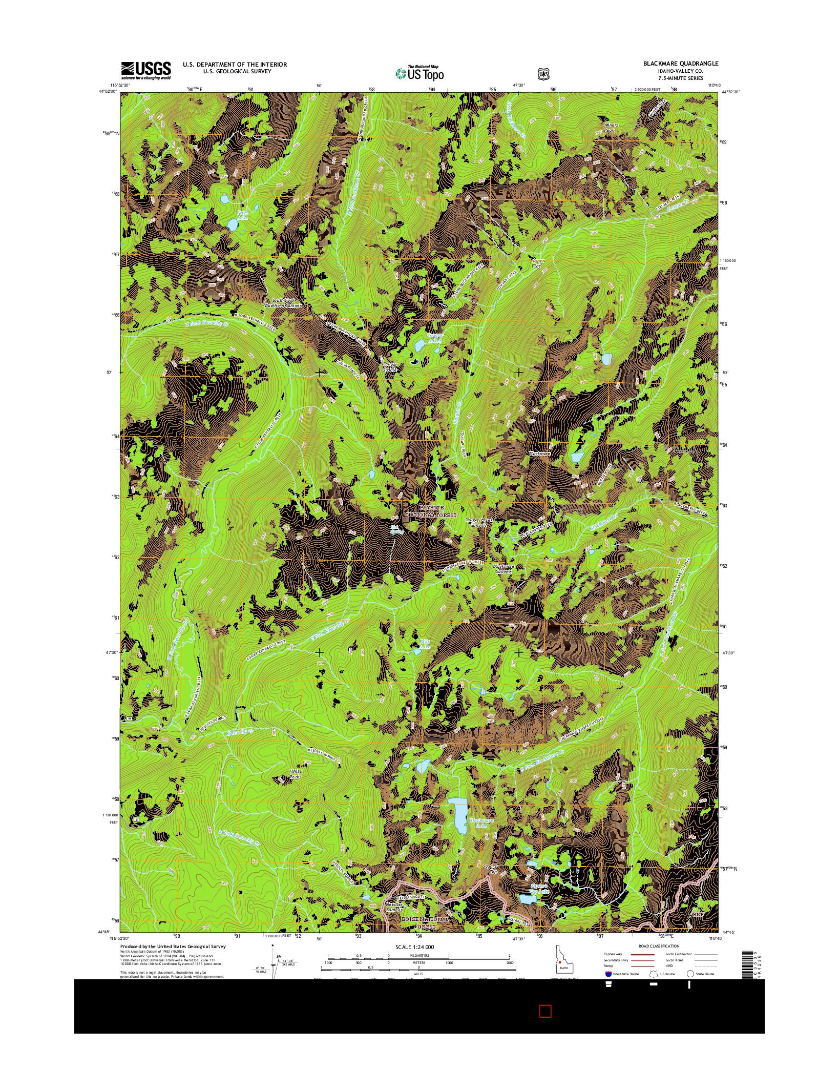 USGS US TOPO 7.5-MINUTE MAP FOR BLACKMARE, ID 2017