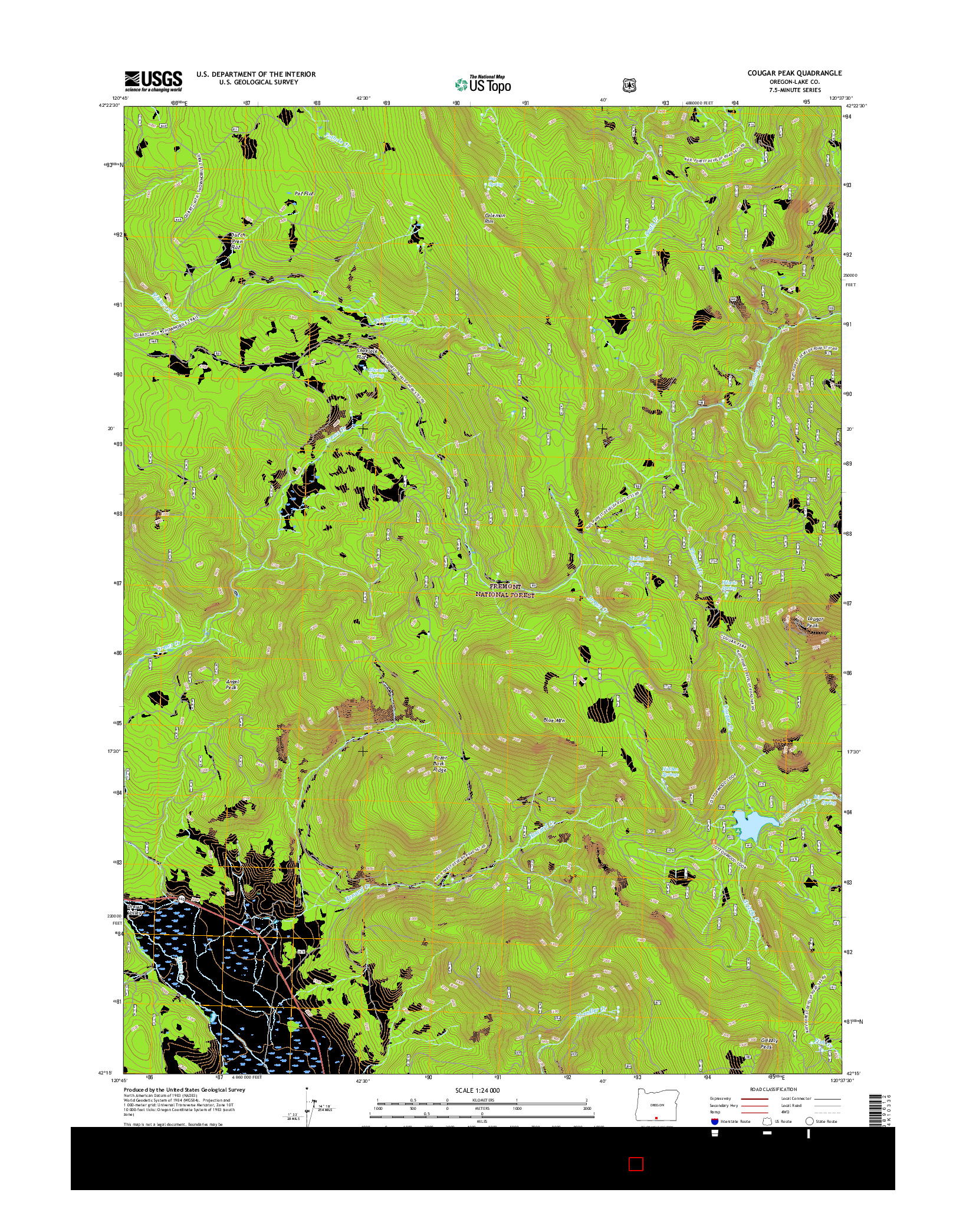 USGS US TOPO 7.5-MINUTE MAP FOR COUGAR PEAK, OR 2017