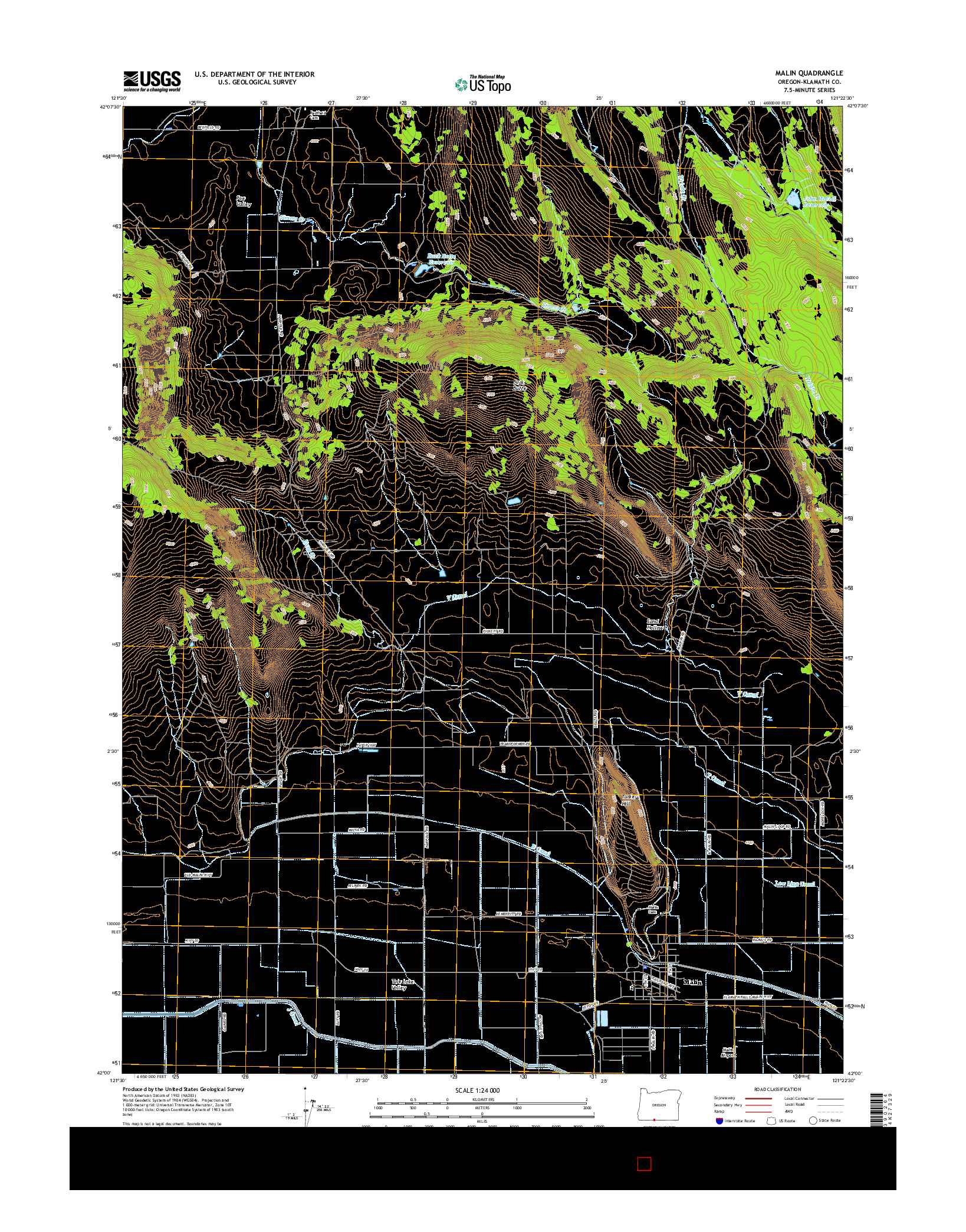 USGS US TOPO 7.5-MINUTE MAP FOR MALIN, OR 2017