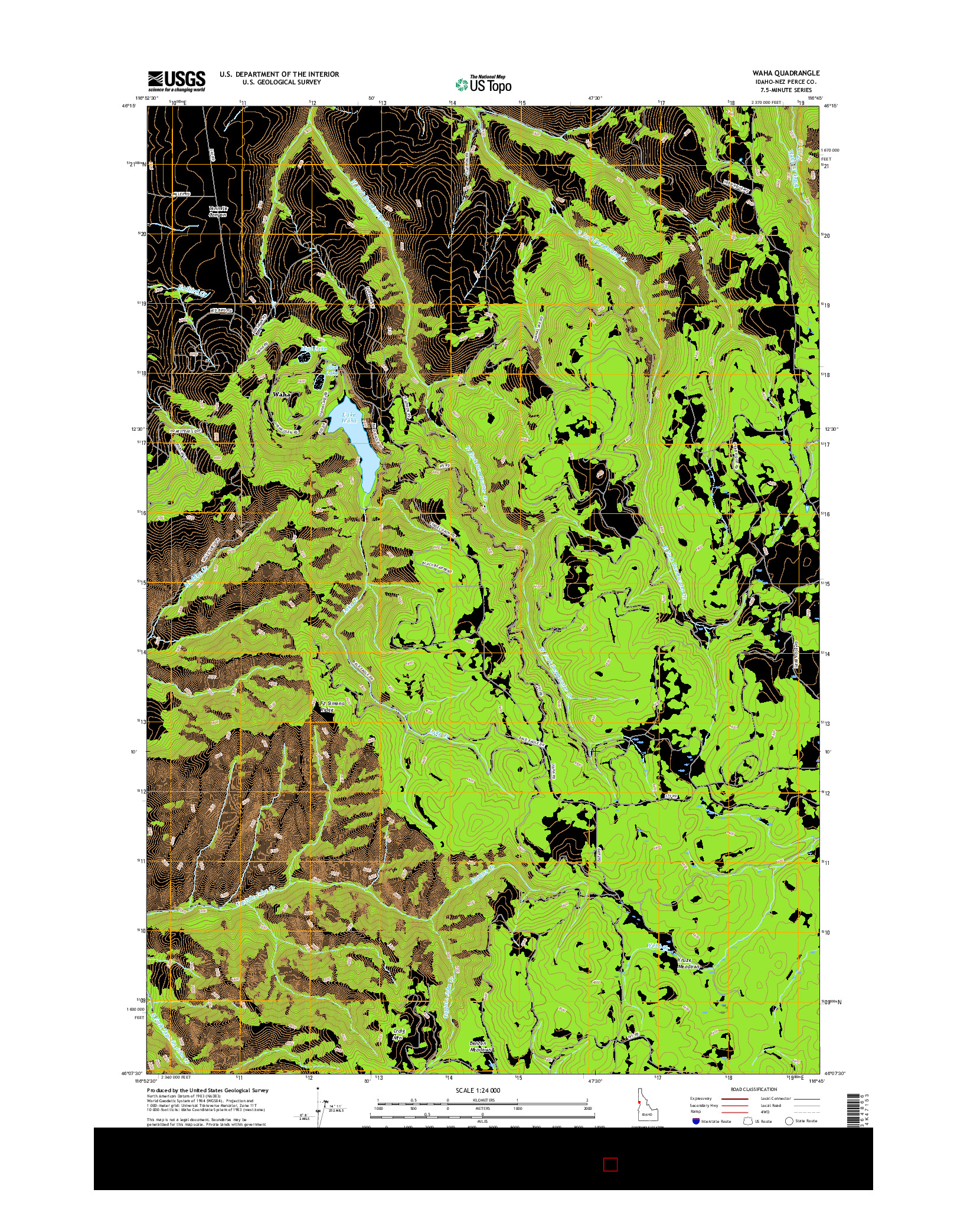 USGS US TOPO 7.5-MINUTE MAP FOR WAHA, ID 2017