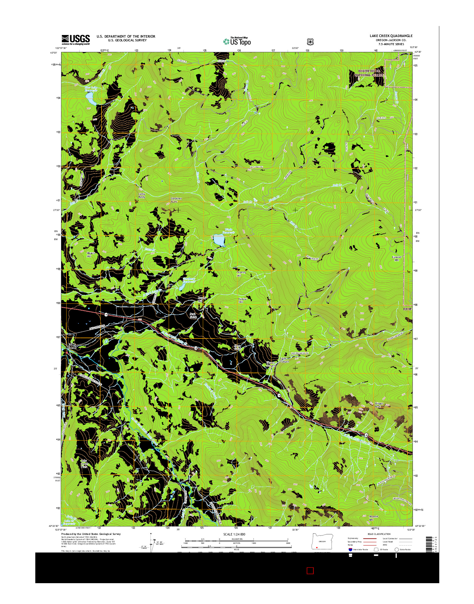 USGS US TOPO 7.5-MINUTE MAP FOR LAKE CREEK, OR 2017