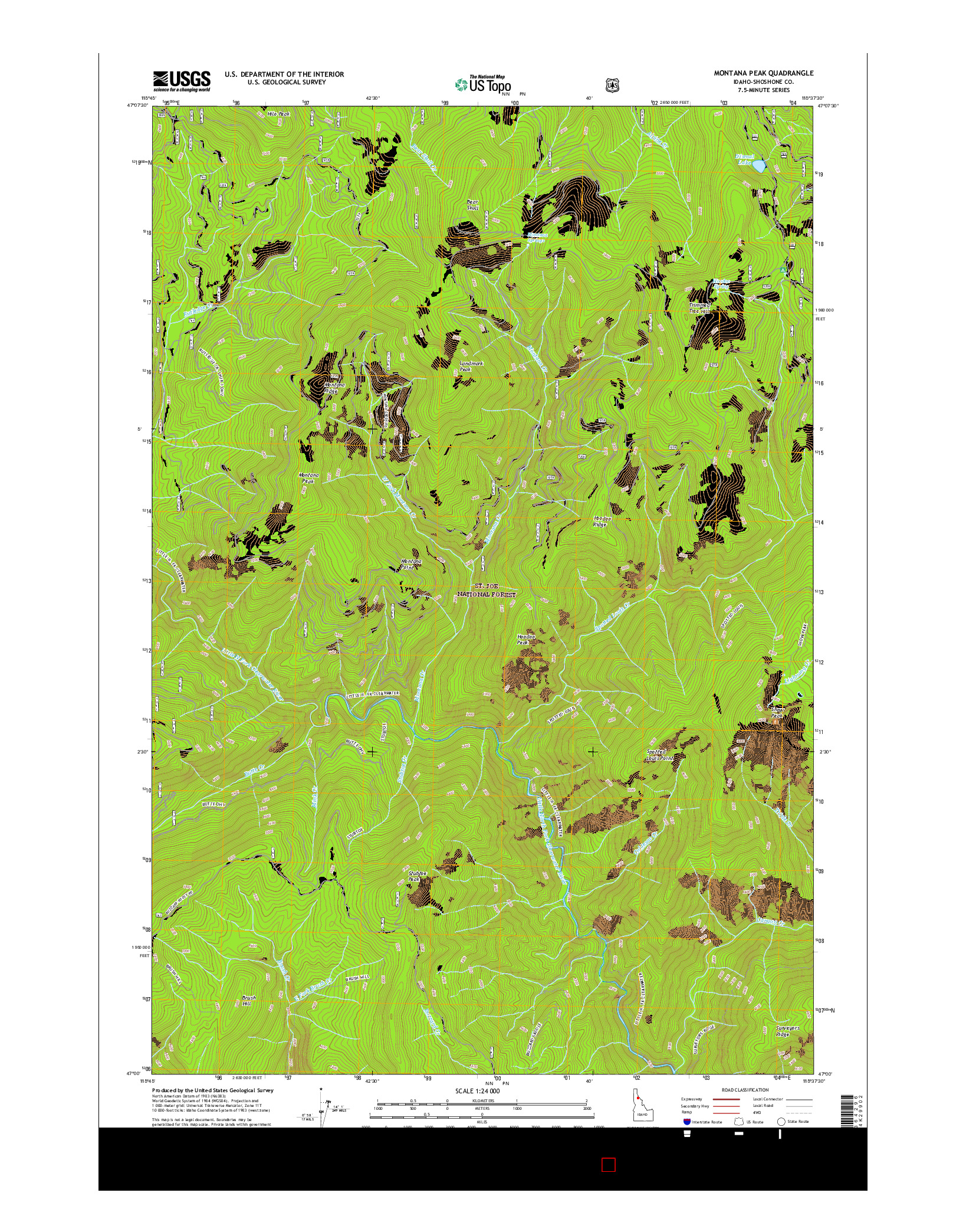 USGS US TOPO 7.5-MINUTE MAP FOR MONTANA PEAK, ID 2017