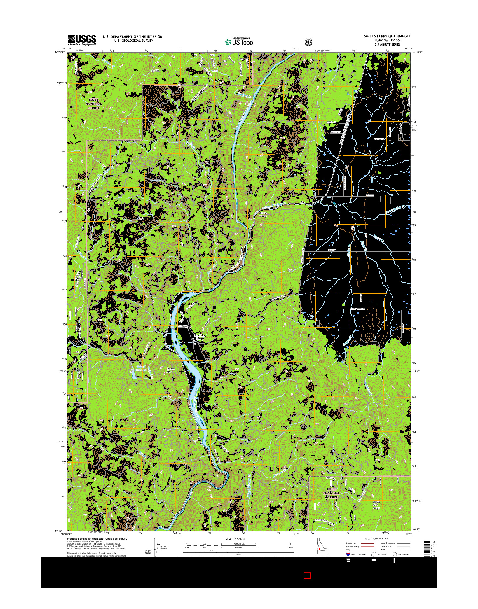 USGS US TOPO 7.5-MINUTE MAP FOR SMITHS FERRY, ID 2017