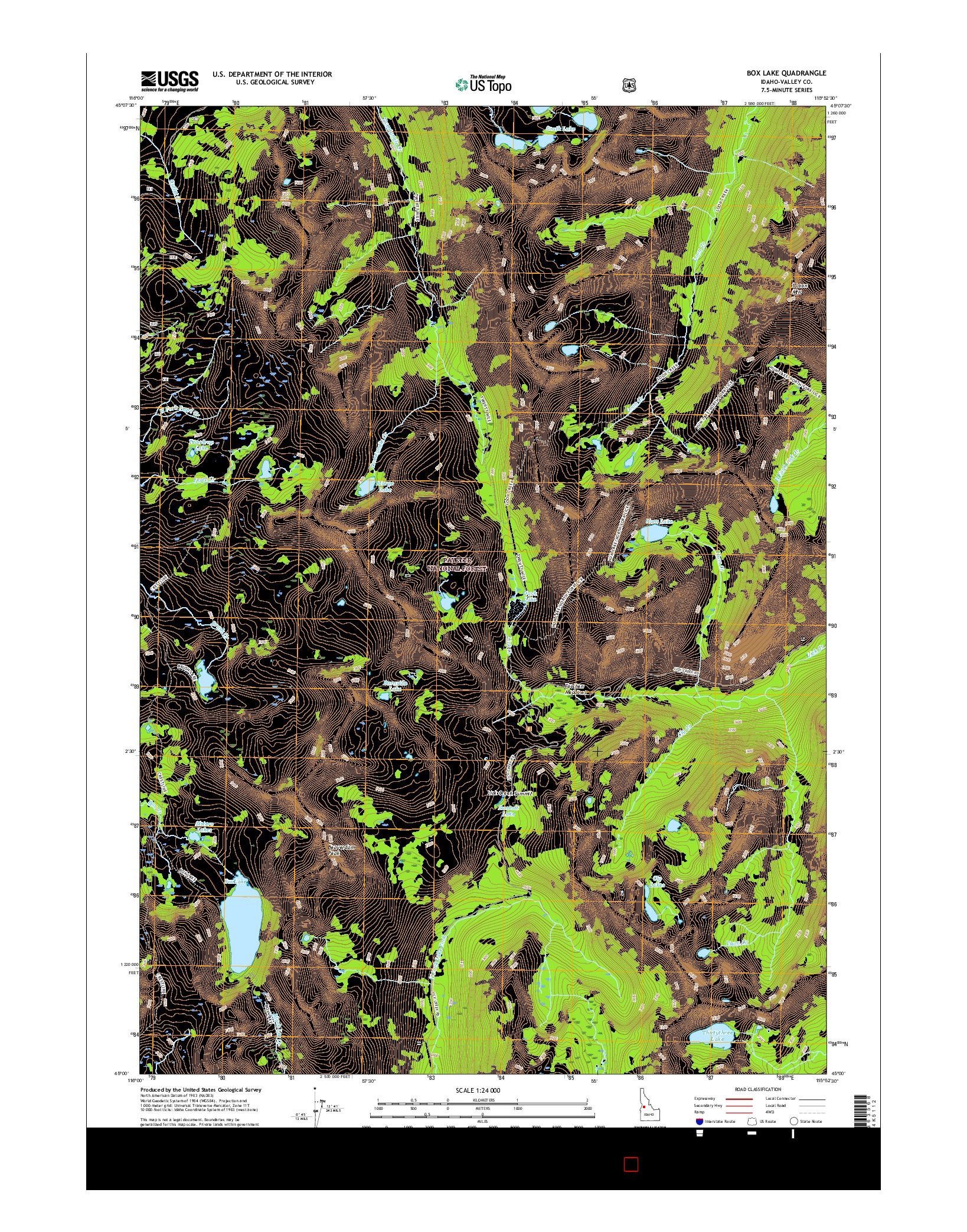 USGS US TOPO 7.5-MINUTE MAP FOR BOX LAKE, ID 2017