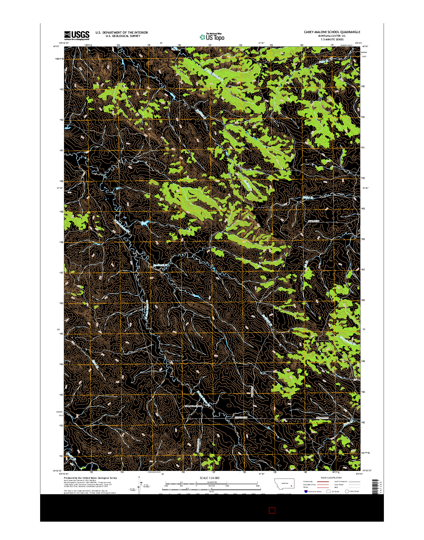 USGS US TOPO 7.5-MINUTE MAP FOR CAREY-MALONE SCHOOL, MT 2017