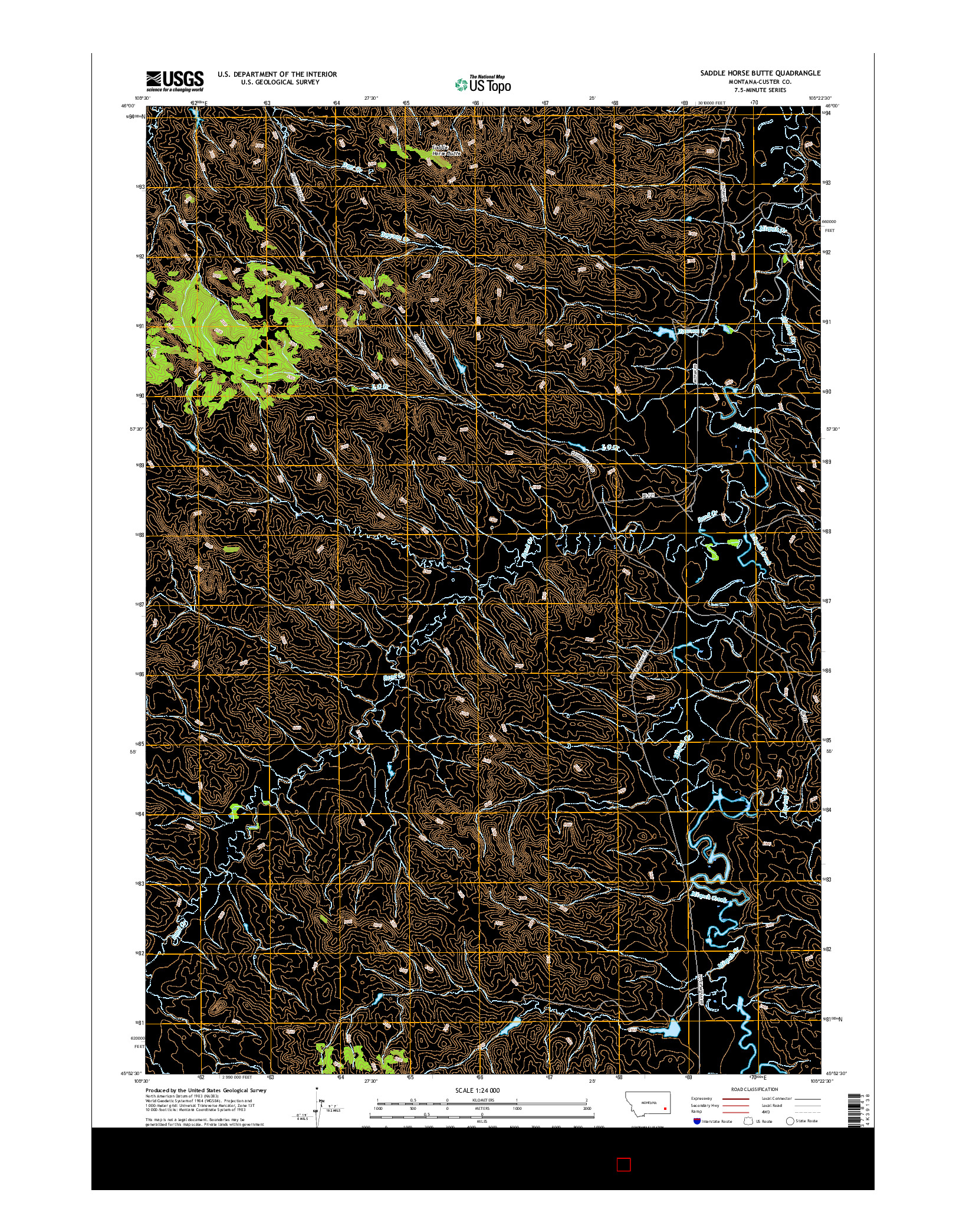 USGS US TOPO 7.5-MINUTE MAP FOR SADDLE HORSE BUTTE, MT 2017