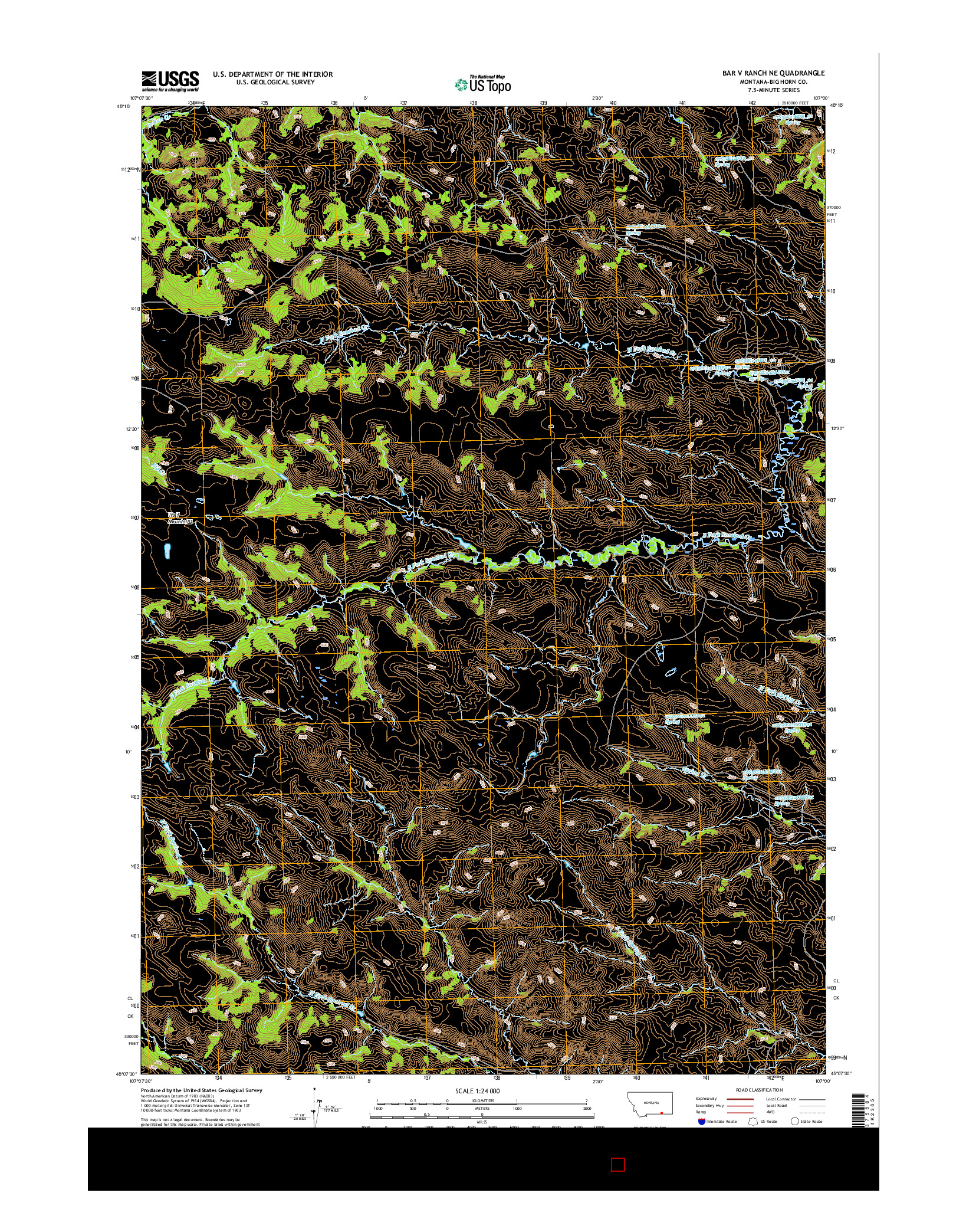 USGS US TOPO 7.5-MINUTE MAP FOR BAR V RANCH NE, MT 2017