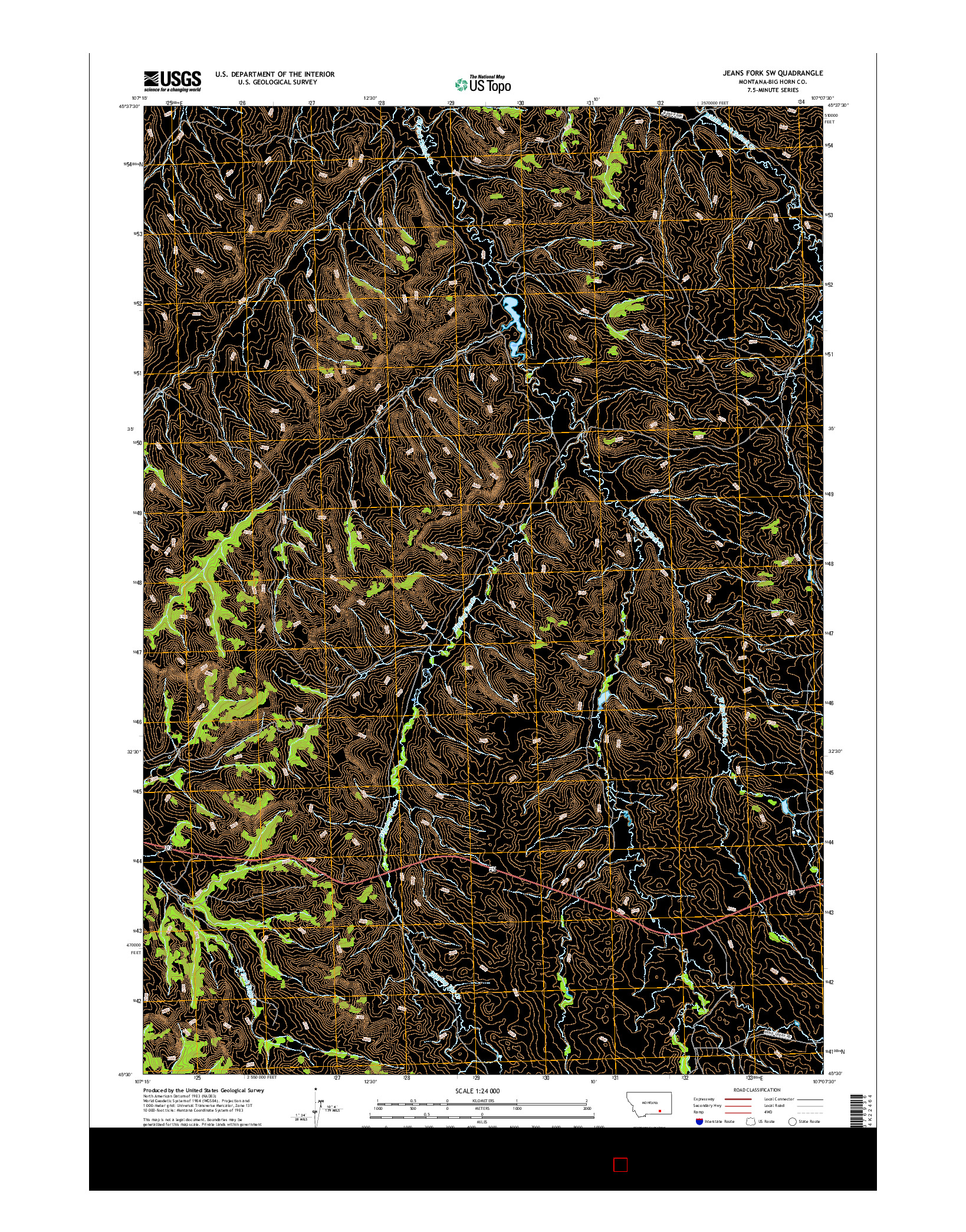 USGS US TOPO 7.5-MINUTE MAP FOR JEANS FORK SW, MT 2017