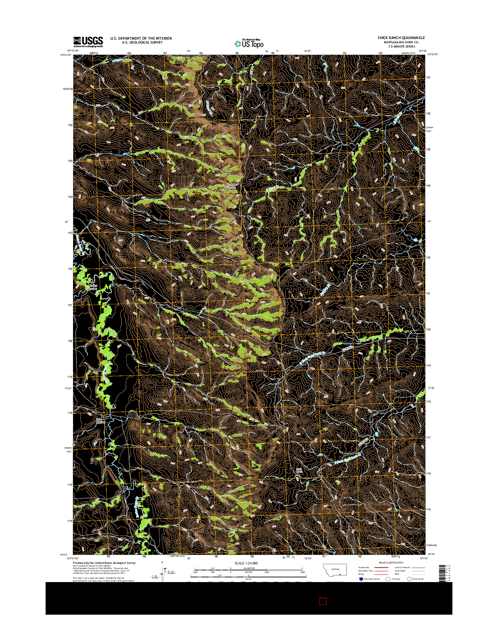 USGS US TOPO 7.5-MINUTE MAP FOR SHICK RANCH, MT 2017