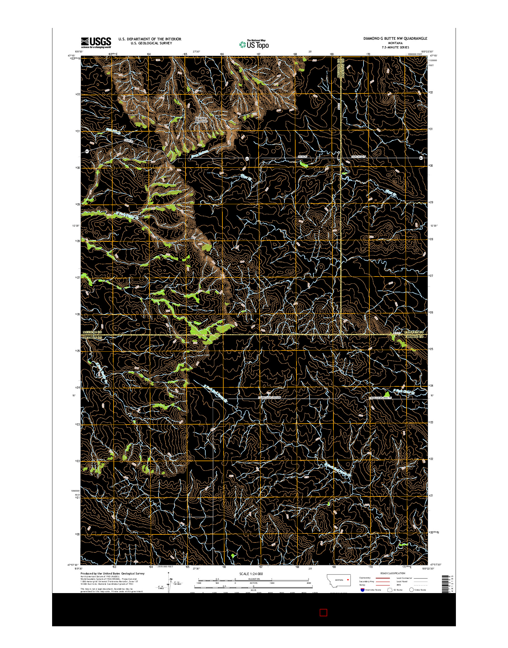 USGS US TOPO 7.5-MINUTE MAP FOR DIAMOND G BUTTE NW, MT 2017