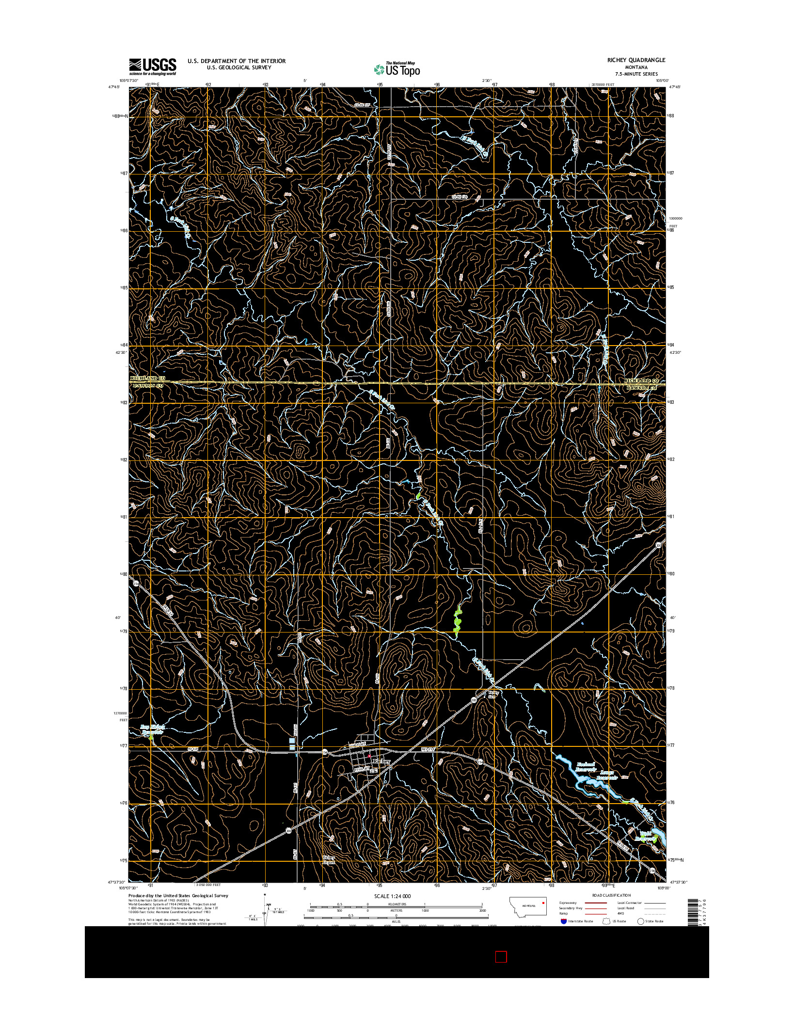 USGS US TOPO 7.5-MINUTE MAP FOR RICHEY, MT 2017