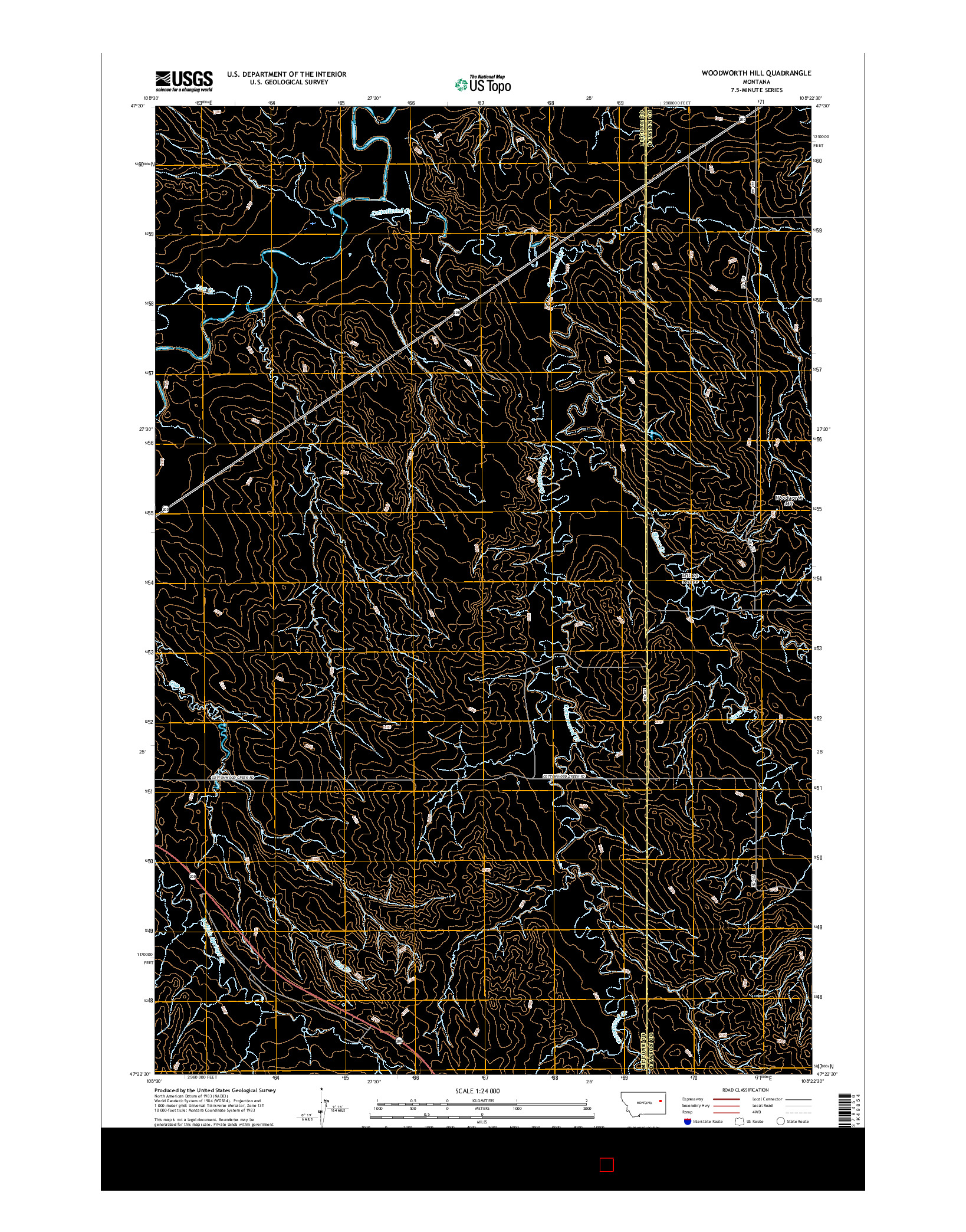 USGS US TOPO 7.5-MINUTE MAP FOR WOODWORTH HILL, MT 2017