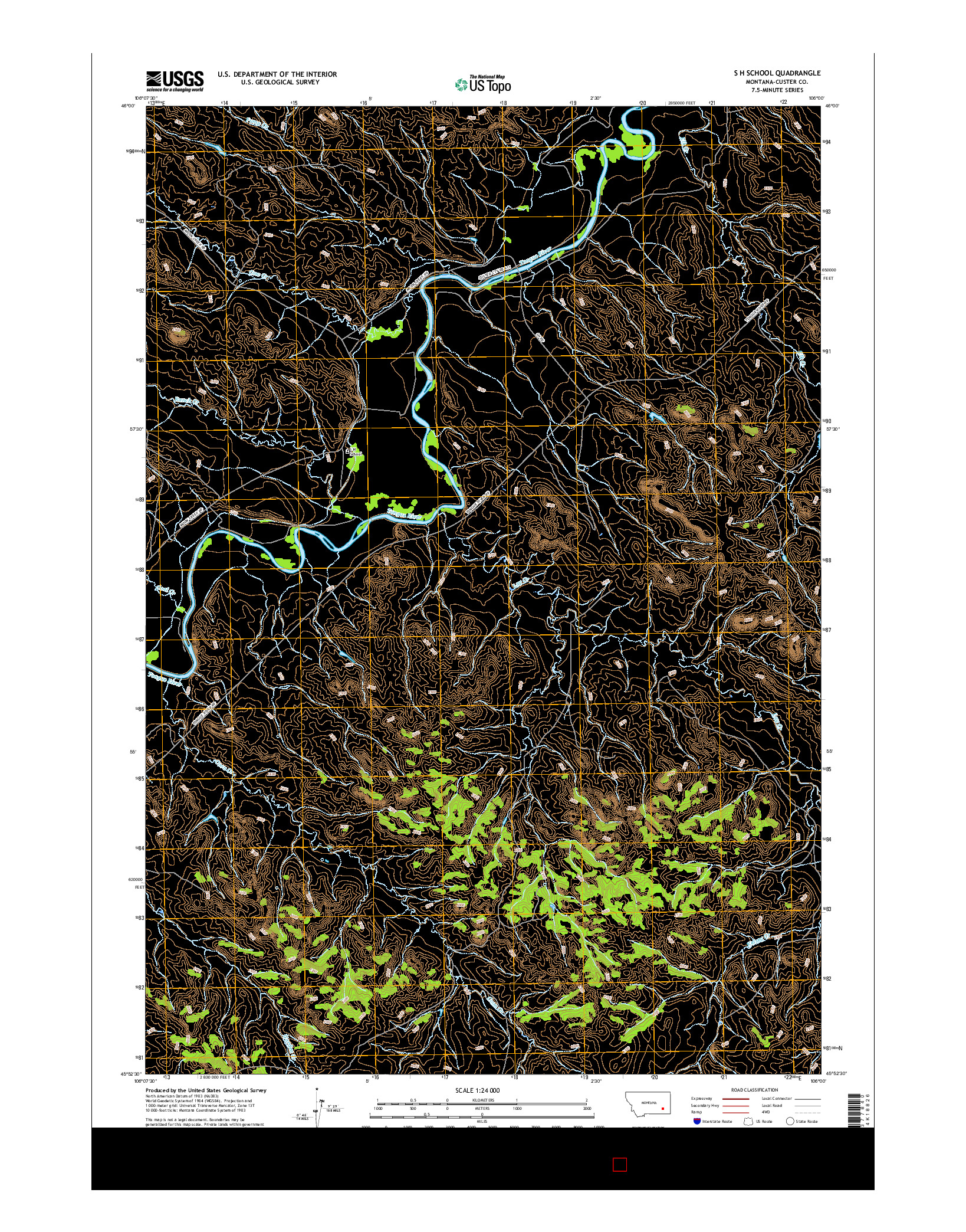 USGS US TOPO 7.5-MINUTE MAP FOR S H SCHOOL, MT 2017