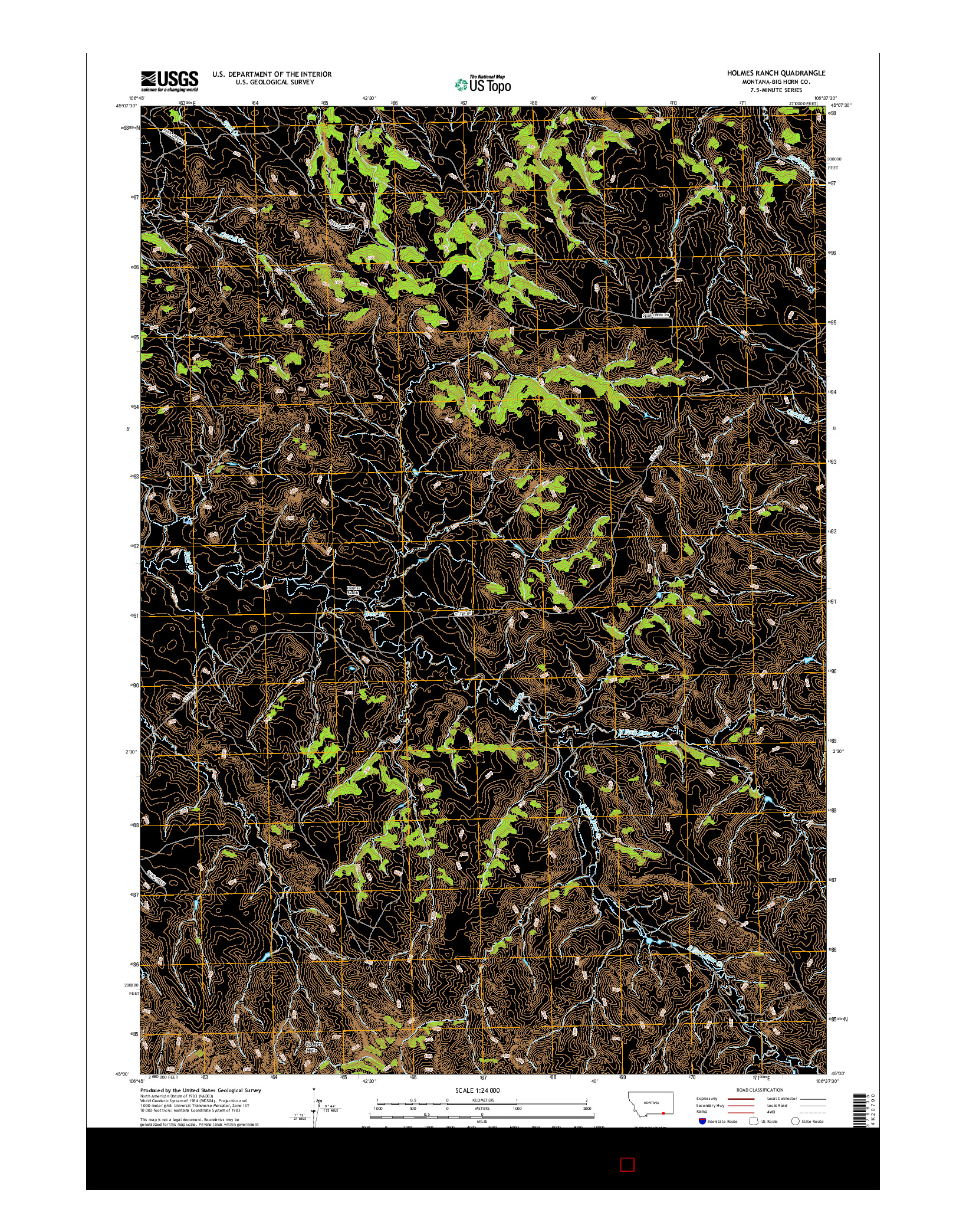 USGS US TOPO 7.5-MINUTE MAP FOR HOLMES RANCH, MT 2017