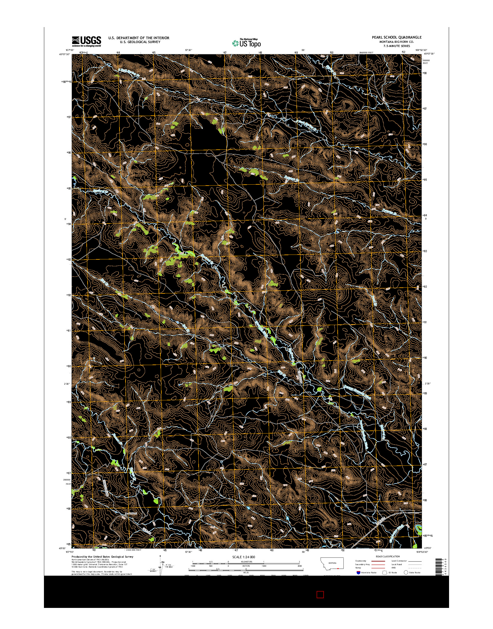 USGS US TOPO 7.5-MINUTE MAP FOR PEARL SCHOOL, MT 2017