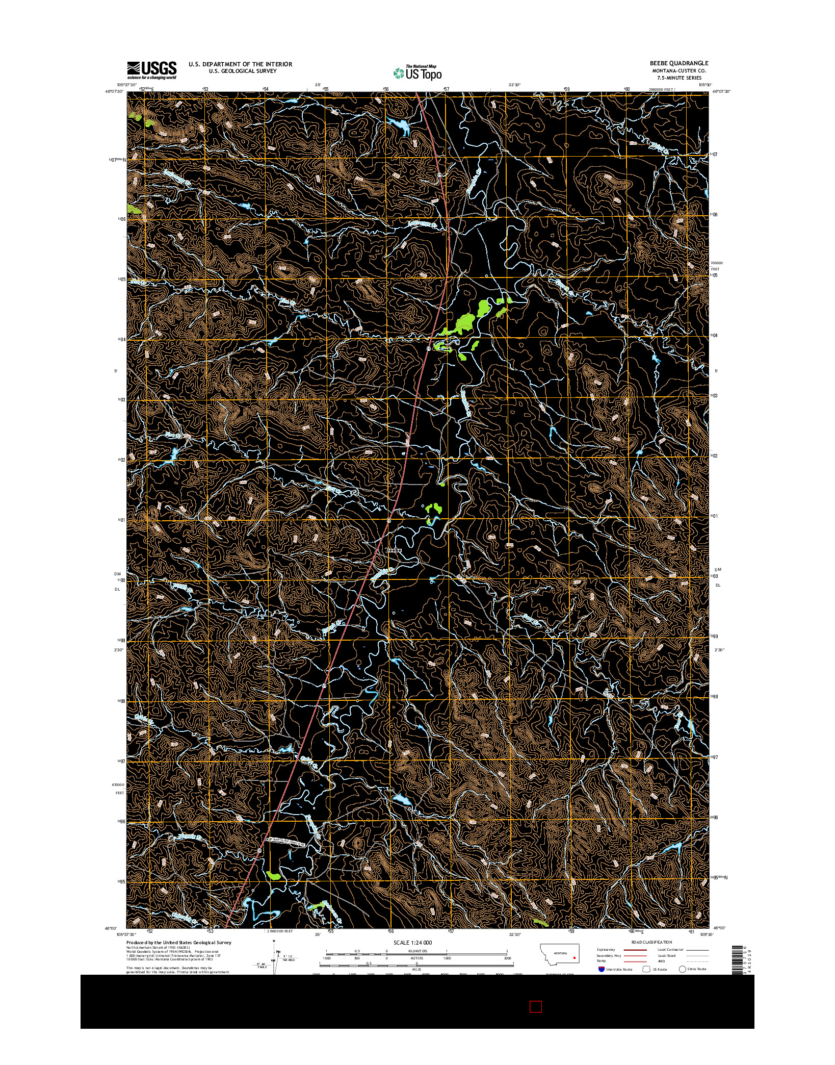 USGS US TOPO 7.5-MINUTE MAP FOR BEEBE, MT 2017