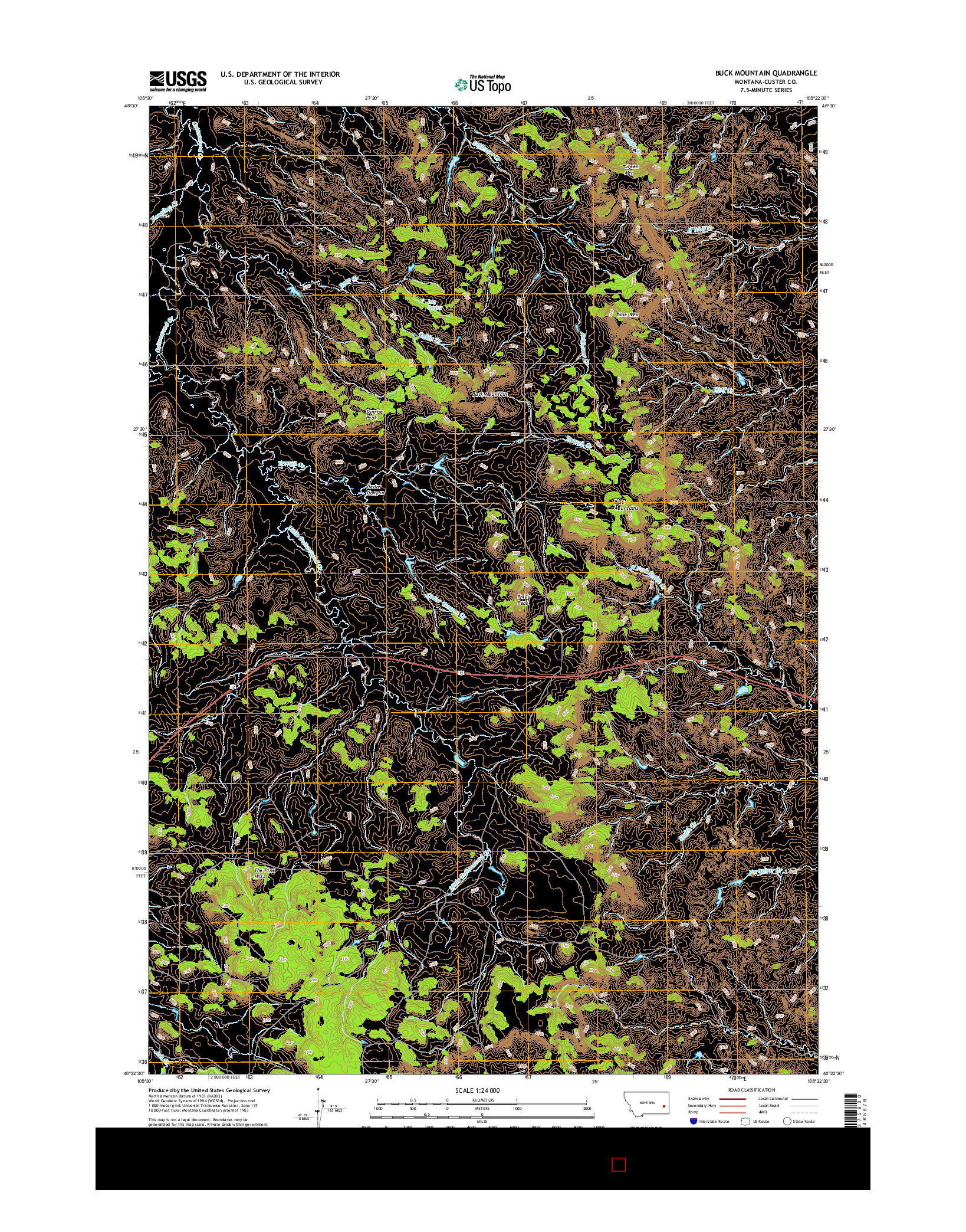 USGS US TOPO 7.5-MINUTE MAP FOR BUCK MOUNTAIN, MT 2017