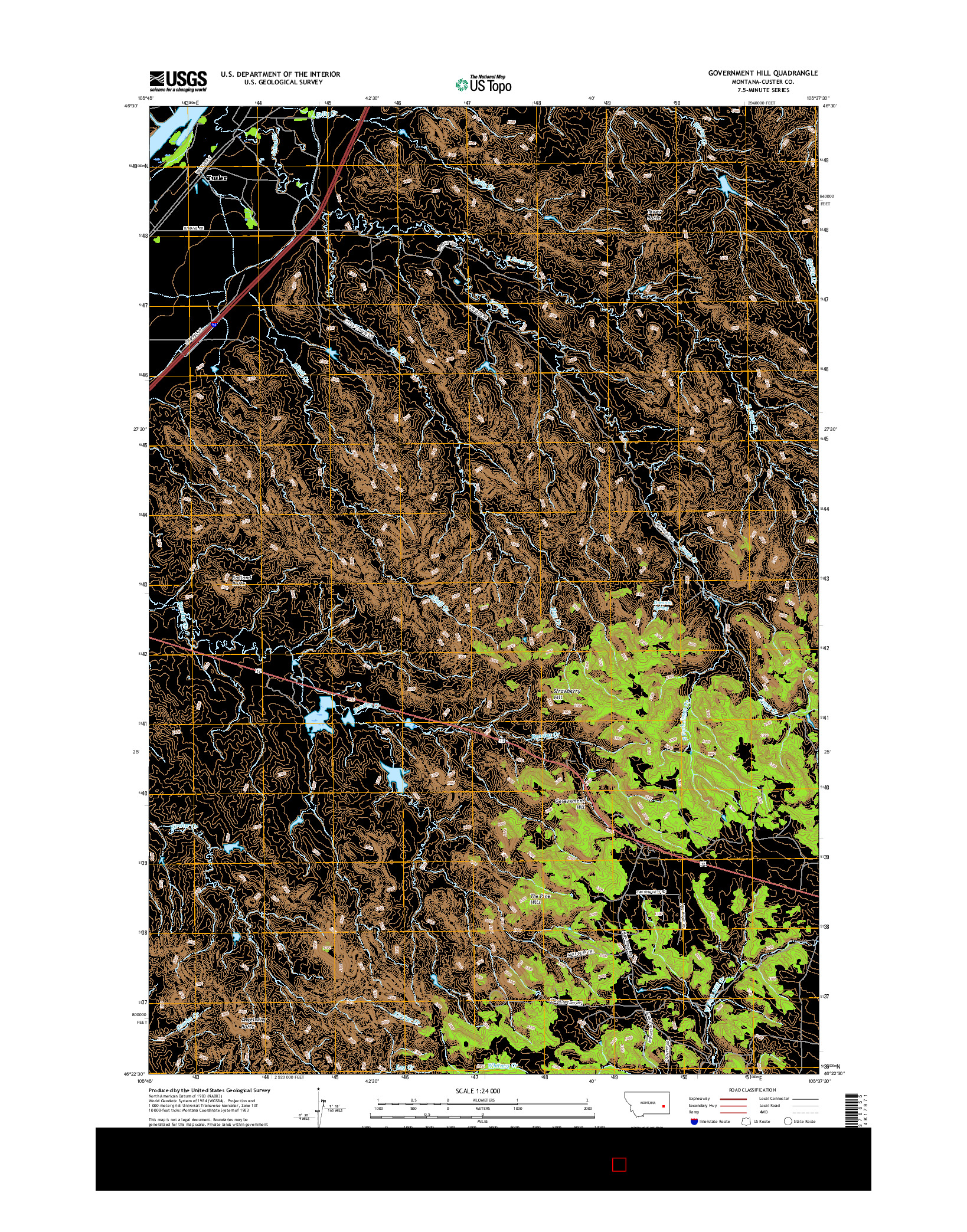 USGS US TOPO 7.5-MINUTE MAP FOR GOVERNMENT HILL, MT 2017