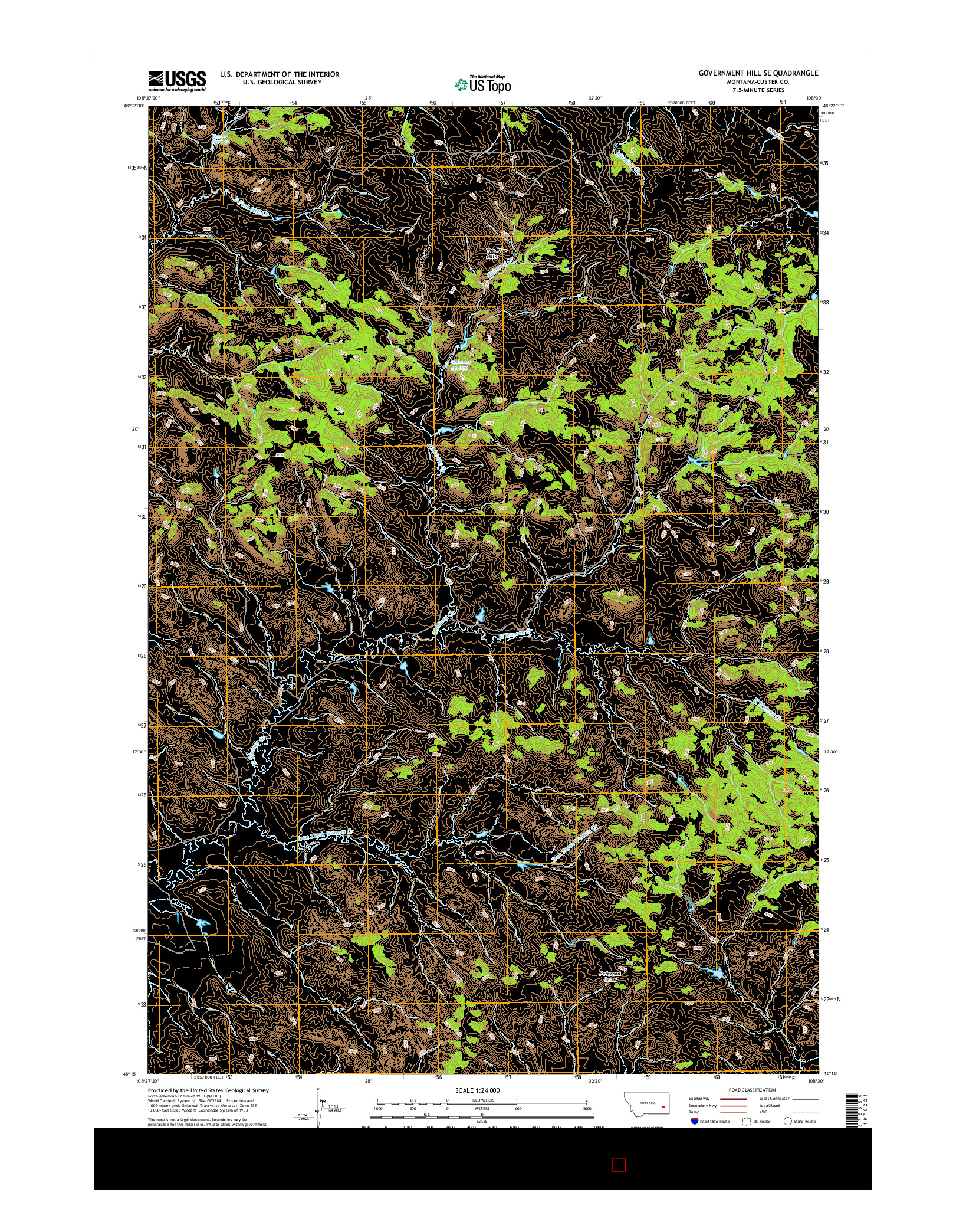 USGS US TOPO 7.5-MINUTE MAP FOR GOVERNMENT HILL SE, MT 2017