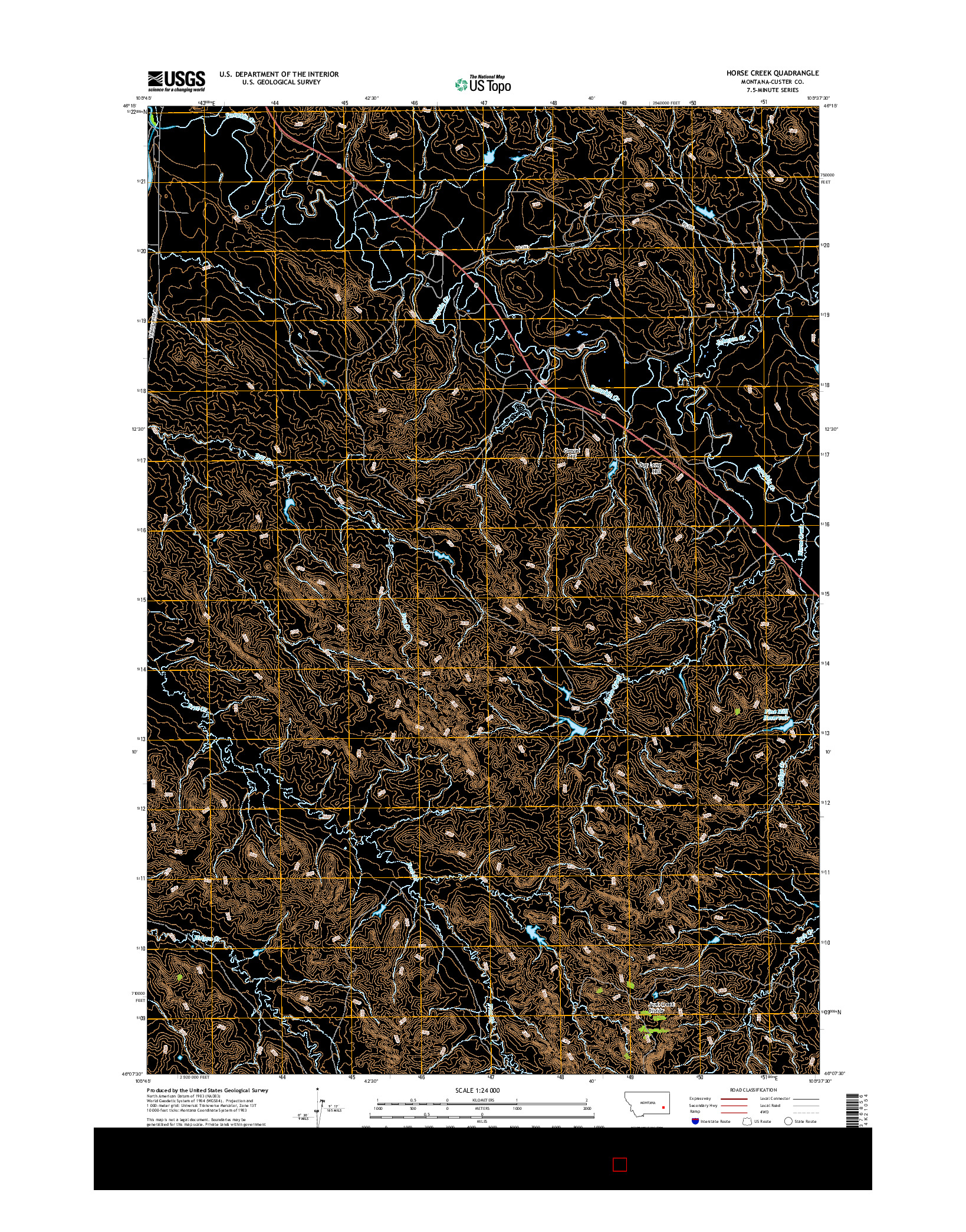 USGS US TOPO 7.5-MINUTE MAP FOR HORSE CREEK, MT 2017