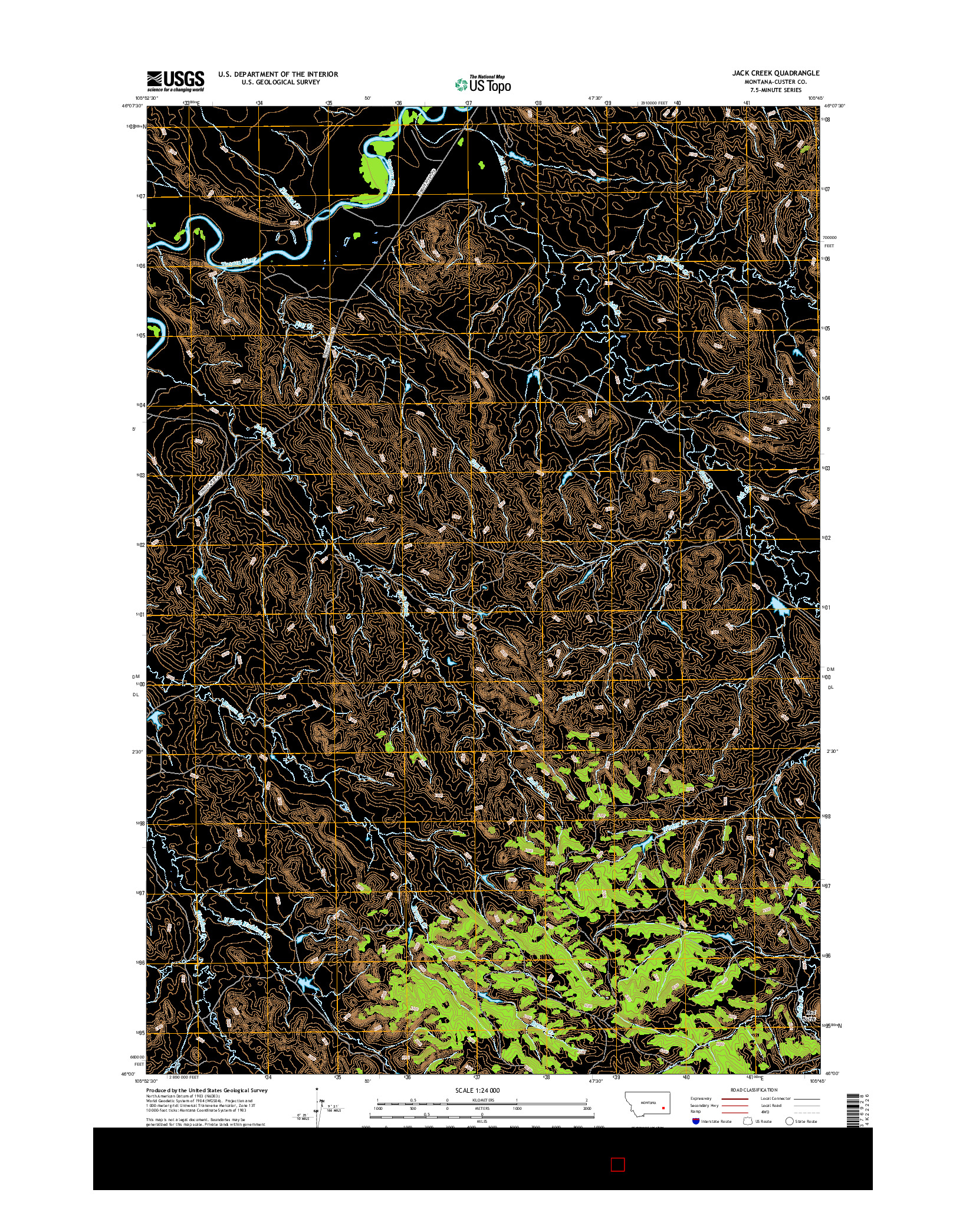 USGS US TOPO 7.5-MINUTE MAP FOR JACK CREEK, MT 2017