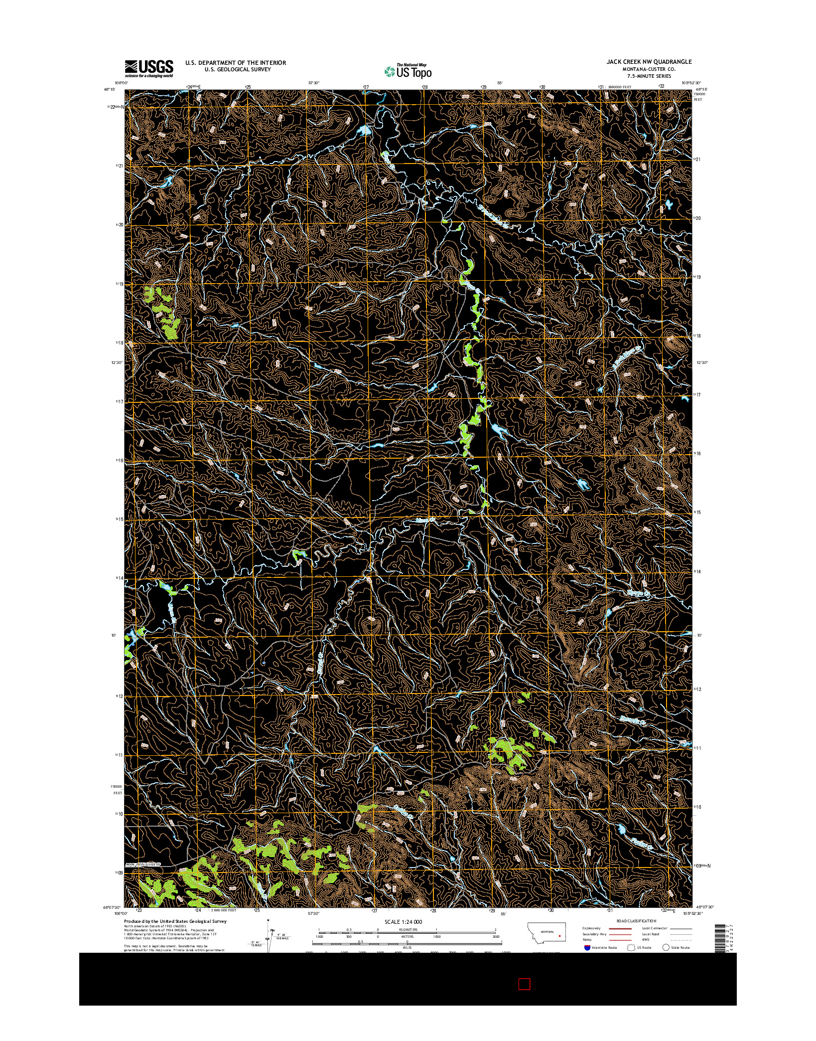 USGS US TOPO 7.5-MINUTE MAP FOR JACK CREEK NW, MT 2017