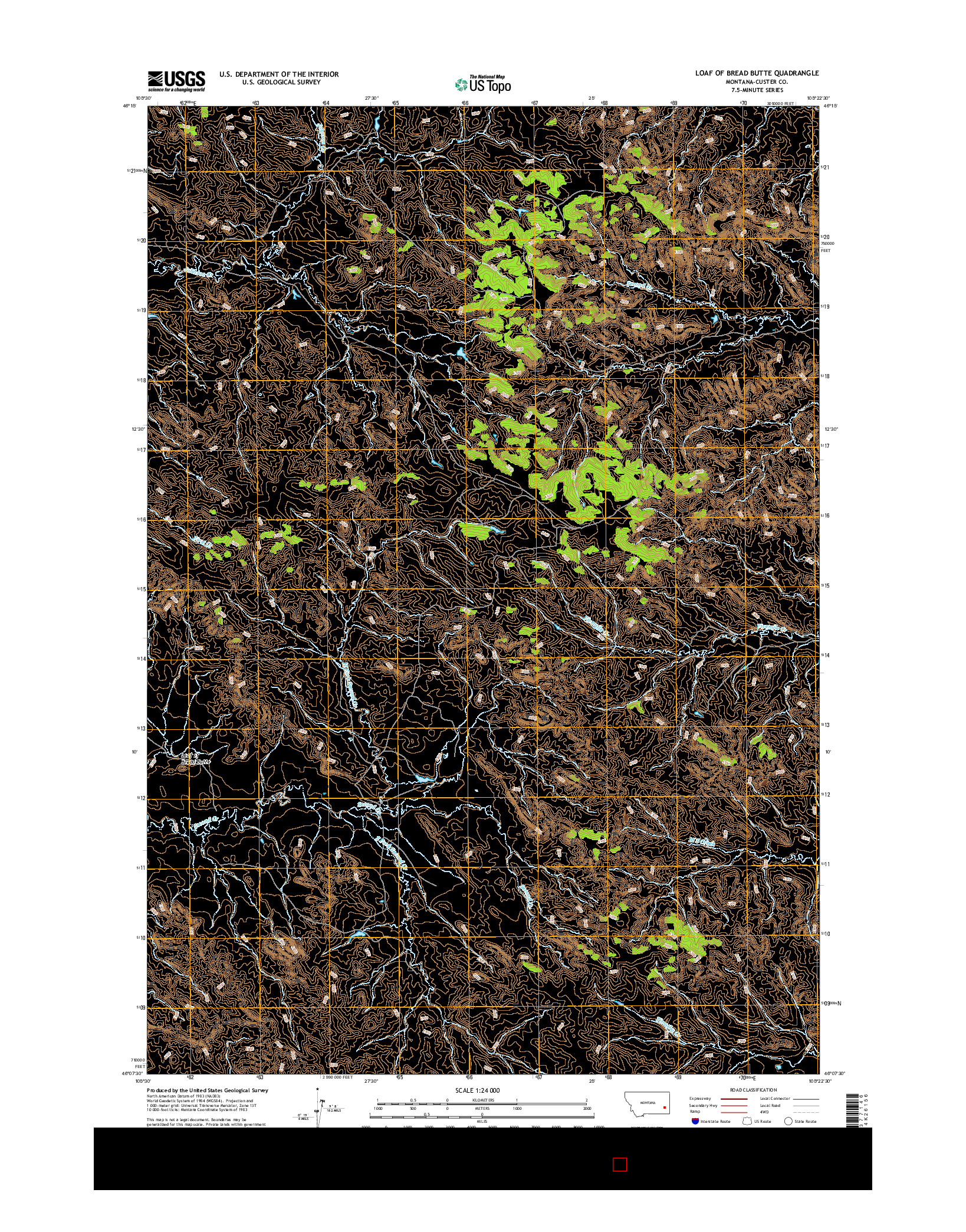 USGS US TOPO 7.5-MINUTE MAP FOR LOAF OF BREAD BUTTE, MT 2017