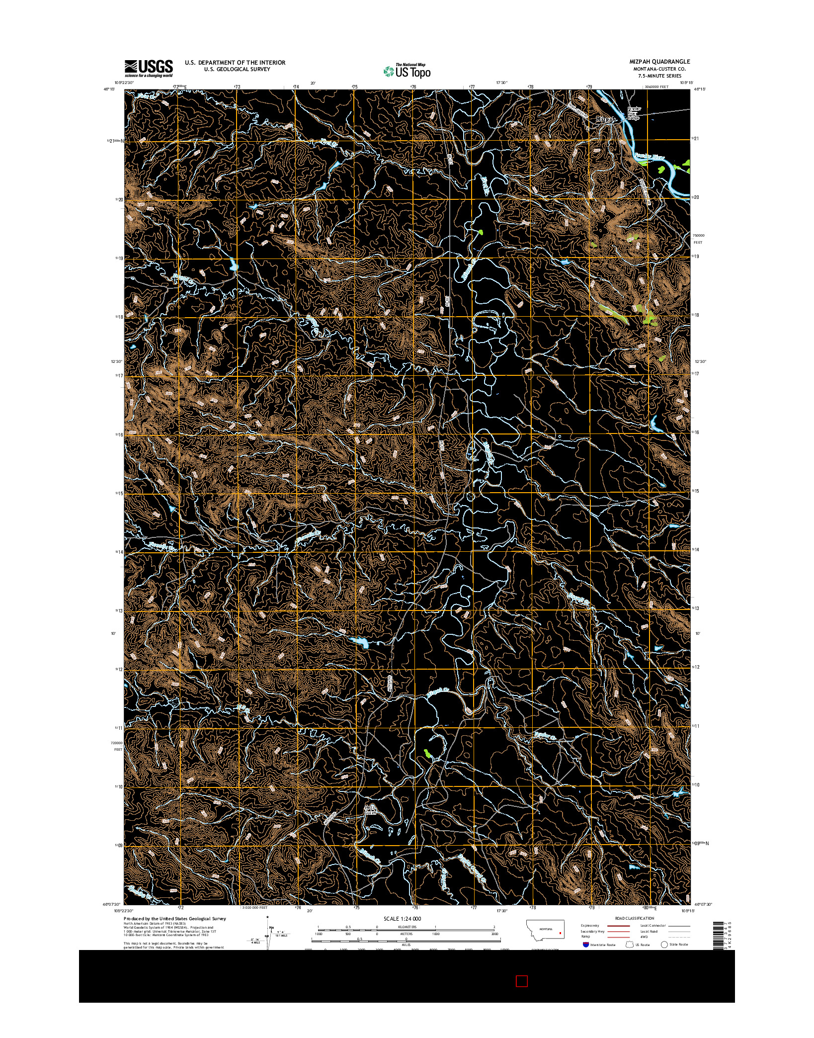 USGS US TOPO 7.5-MINUTE MAP FOR MIZPAH, MT 2017