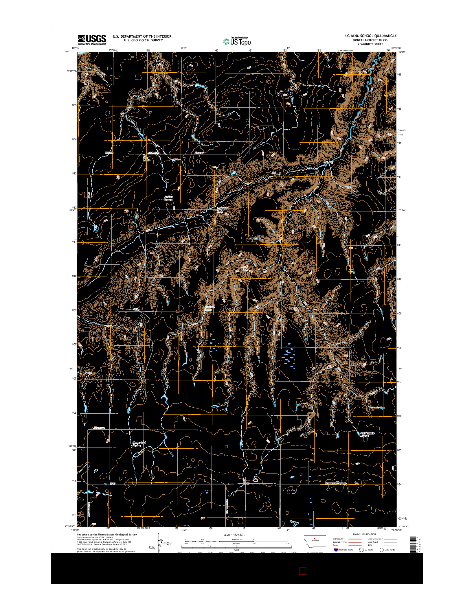 USGS US TOPO 7.5-MINUTE MAP FOR BIG BEND SCHOOL, MT 2017