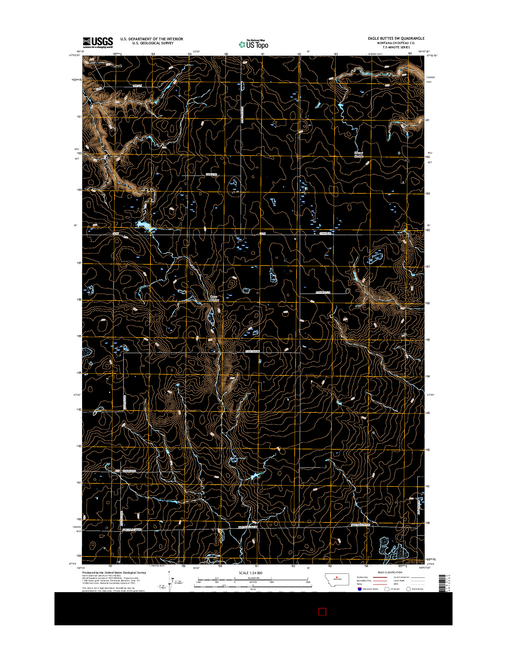 USGS US TOPO 7.5-MINUTE MAP FOR EAGLE BUTTES SW, MT 2017