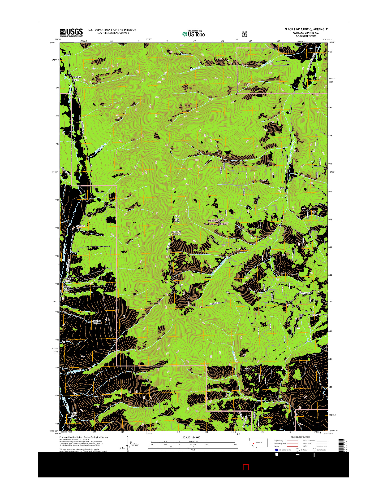 USGS US TOPO 7.5-MINUTE MAP FOR BLACK PINE RIDGE, MT 2017