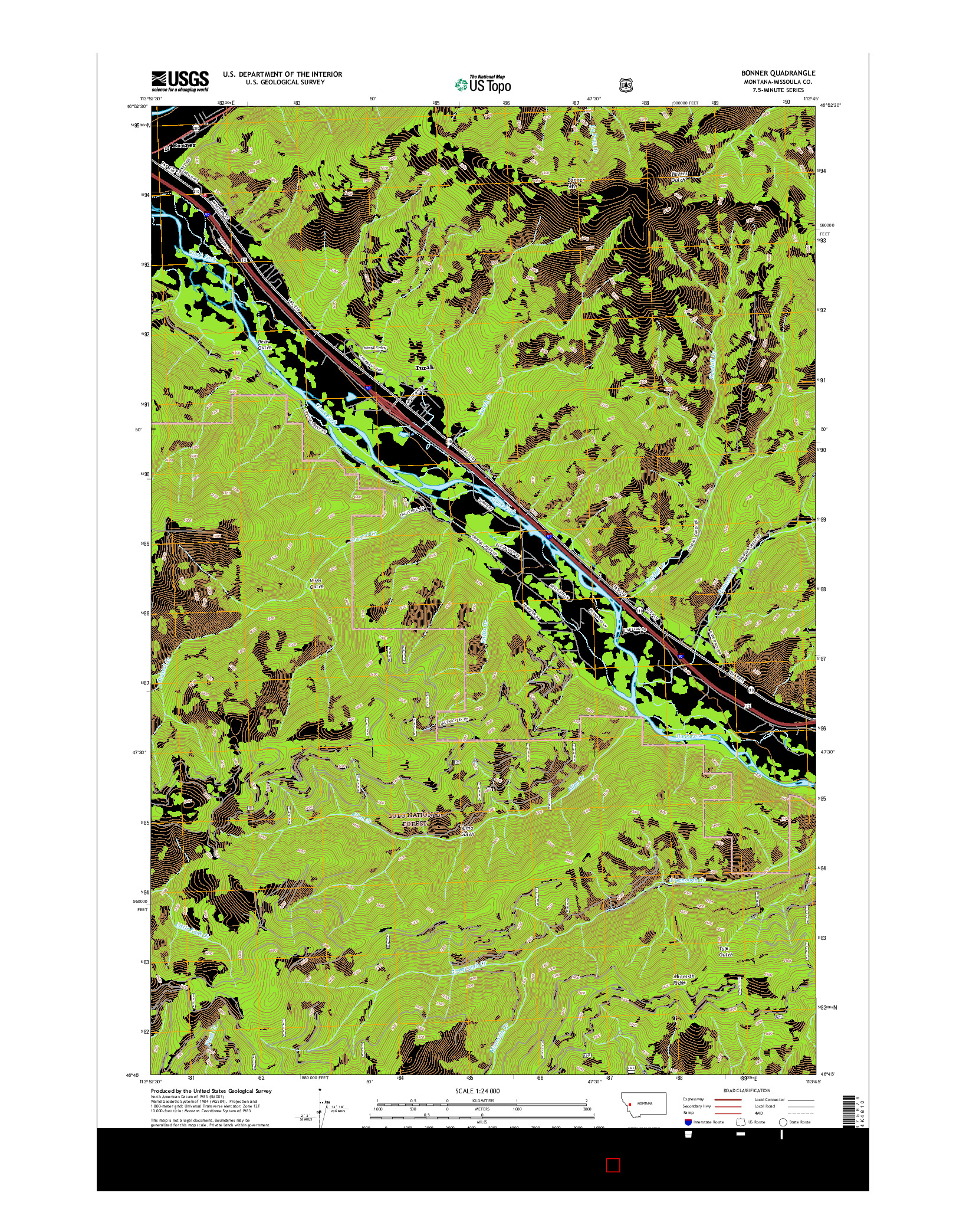 USGS US TOPO 7.5-MINUTE MAP FOR BONNER, MT 2017