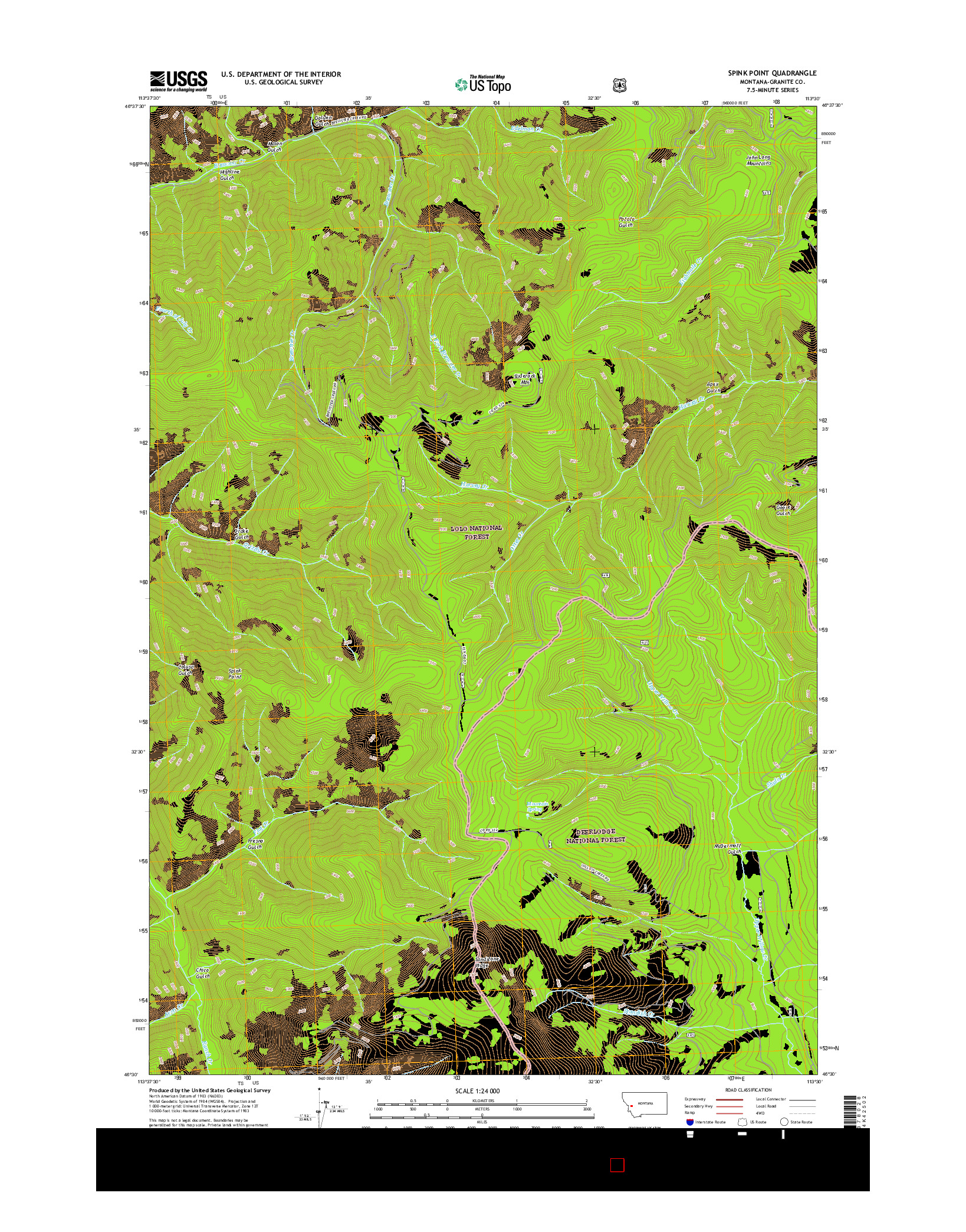 USGS US TOPO 7.5-MINUTE MAP FOR SPINK POINT, MT 2017