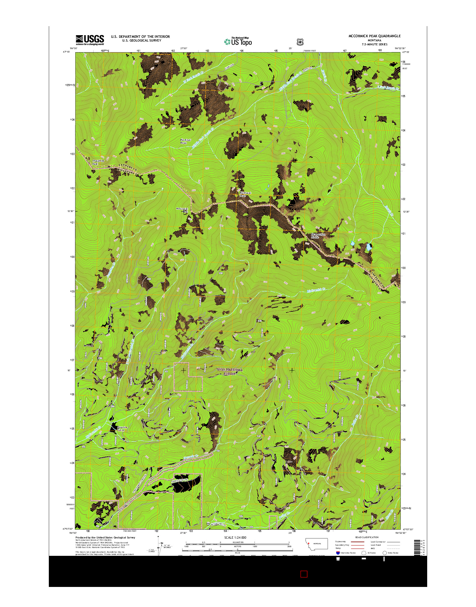 USGS US TOPO 7.5-MINUTE MAP FOR MCCORMICK PEAK, MT 2017