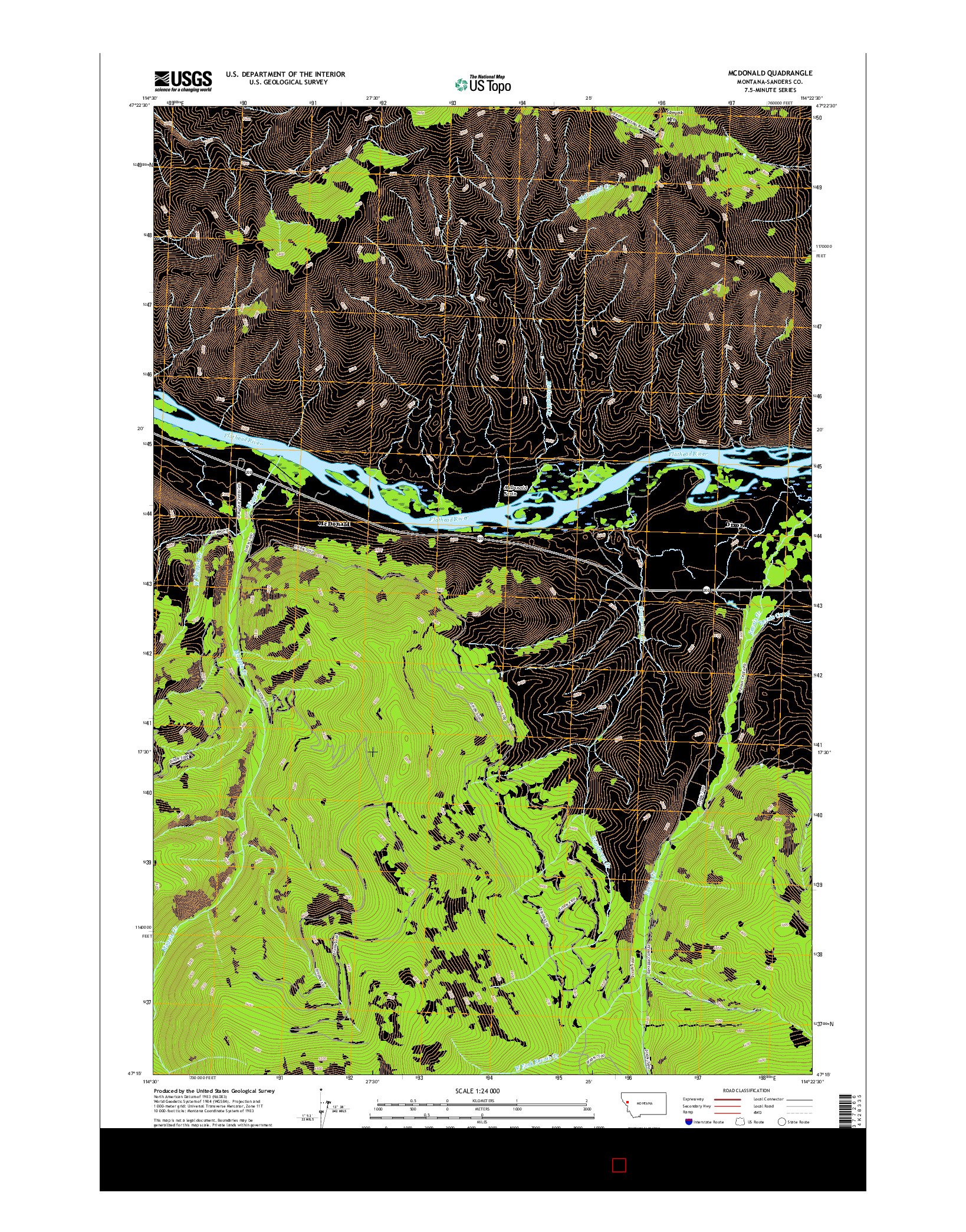 USGS US TOPO 7.5-MINUTE MAP FOR MCDONALD, MT 2017