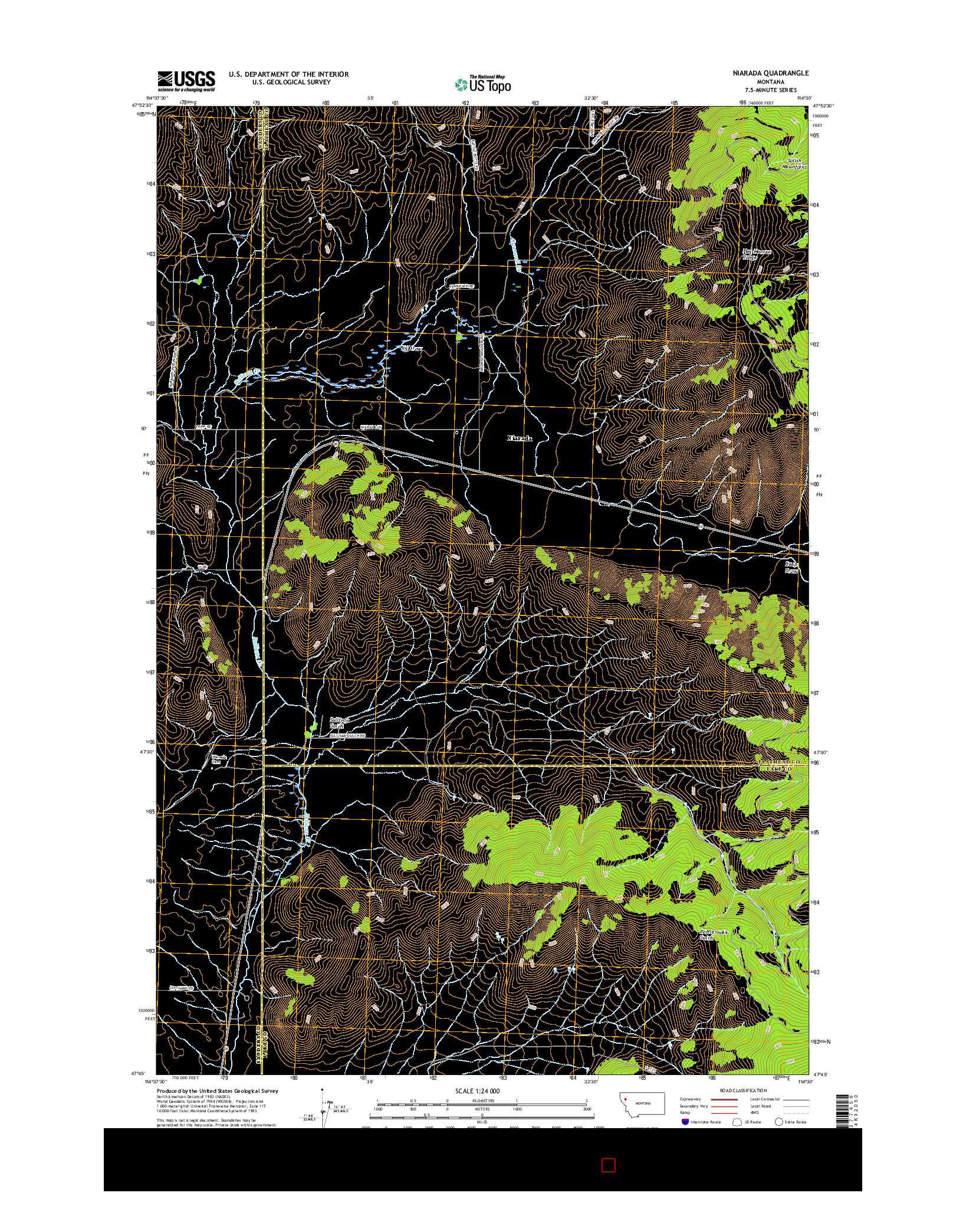 USGS US TOPO 7.5-MINUTE MAP FOR NIARADA, MT 2017