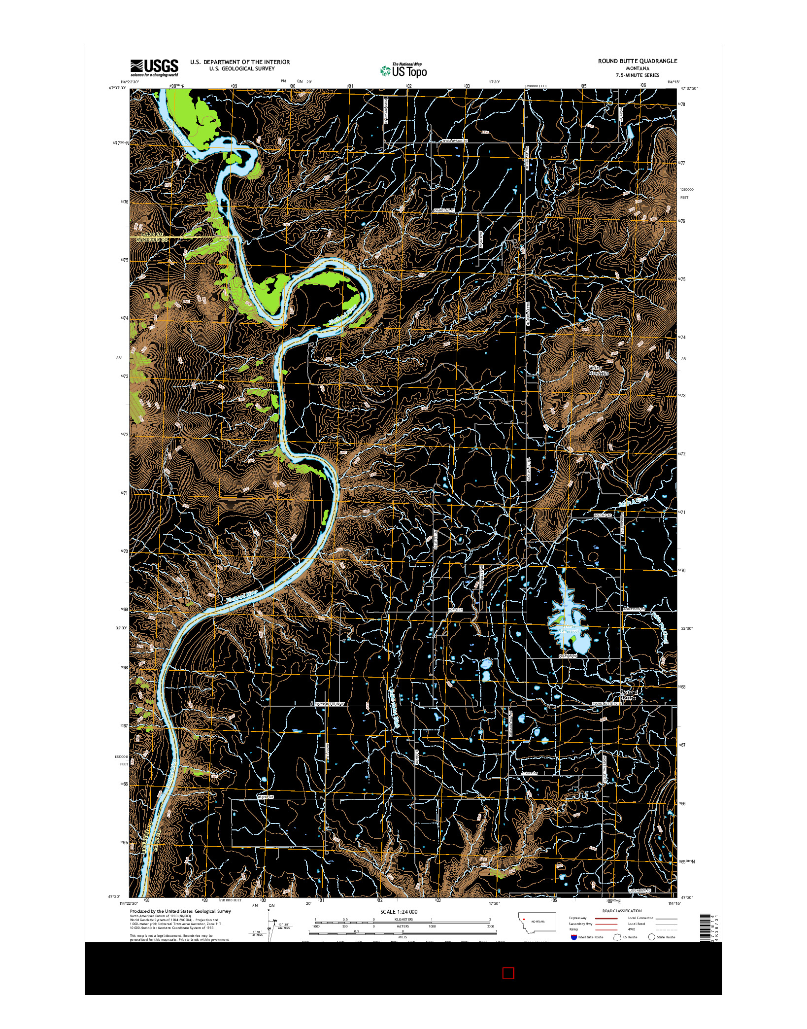 USGS US TOPO 7.5-MINUTE MAP FOR ROUND BUTTE, MT 2017