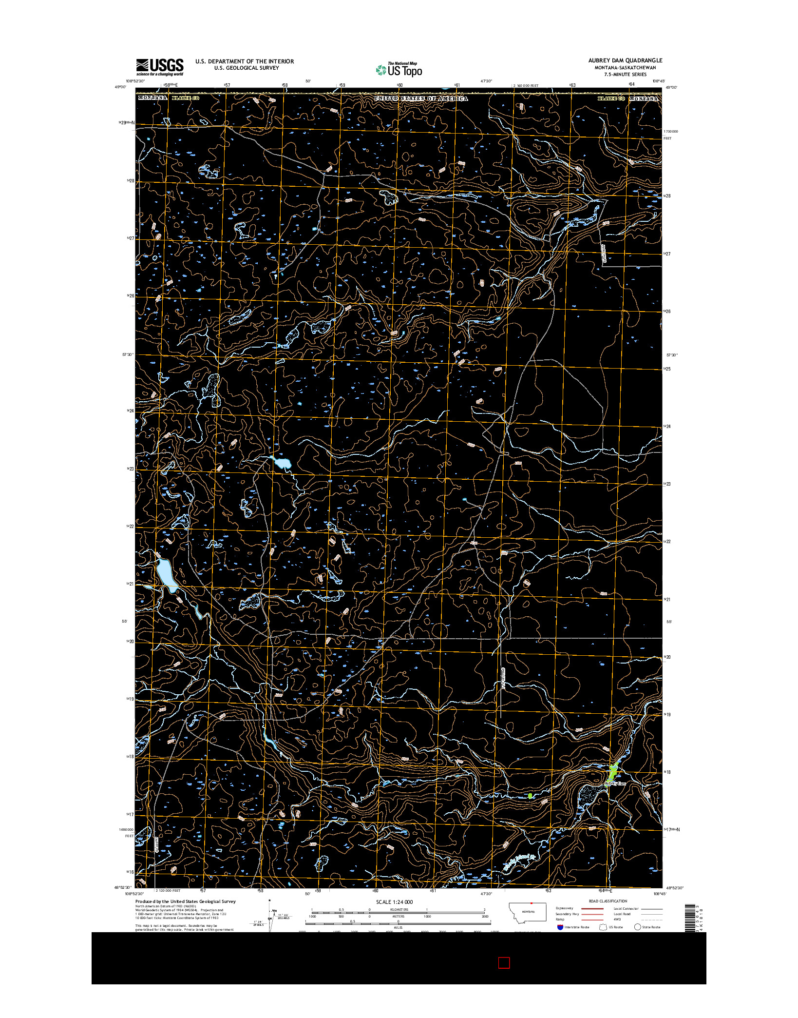 USGS US TOPO 7.5-MINUTE MAP FOR AUBREY DAM, MT-SK 2017